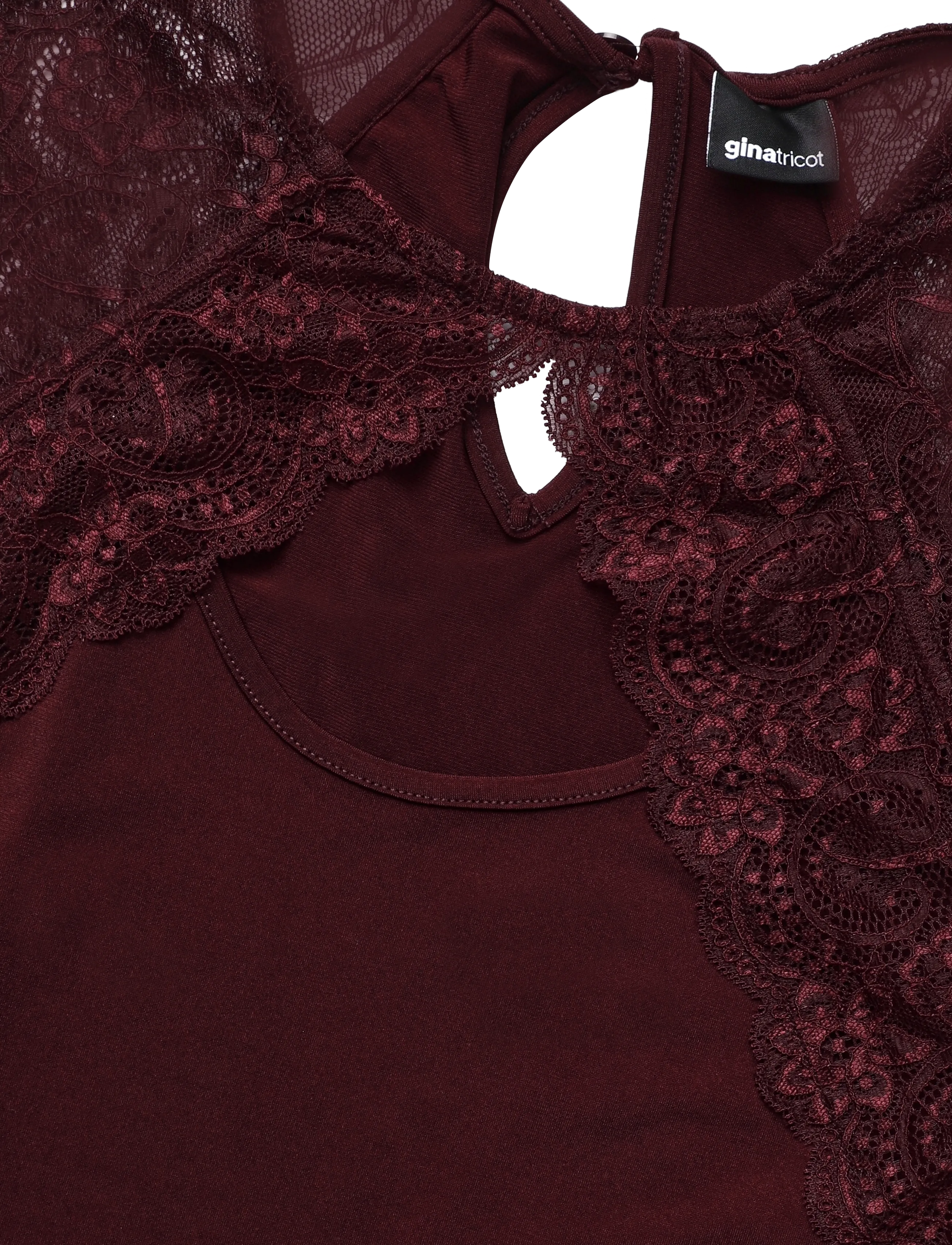 Gina Tricot - Lace detail top - linnen - windsor wine - 2