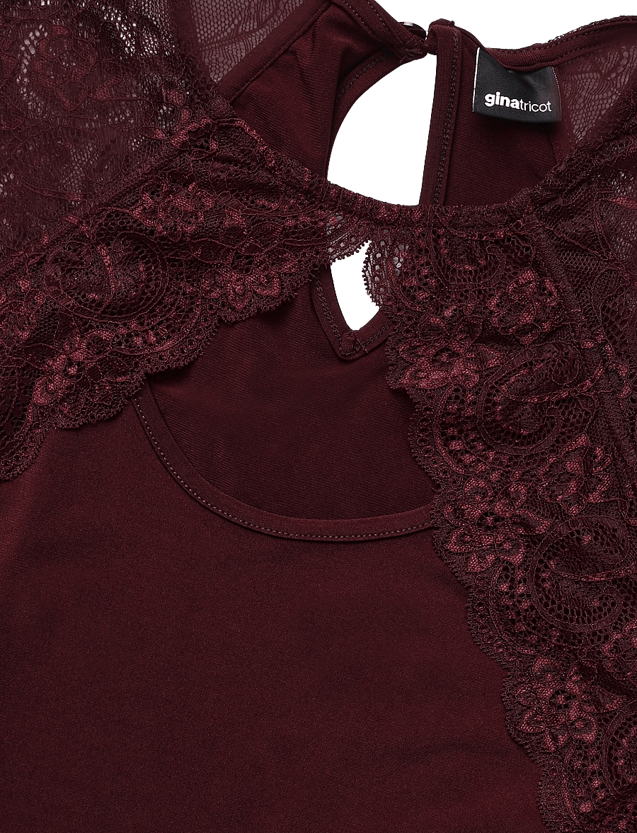 Gina Tricot - Lace detail top - linnen - windsor wine - 2