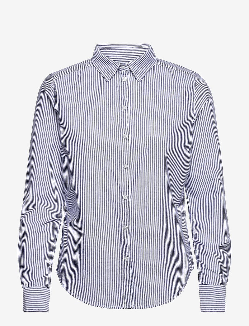 Gina Tricot - Jessie shirt - langærmede skjorter - white/cobolt - 0