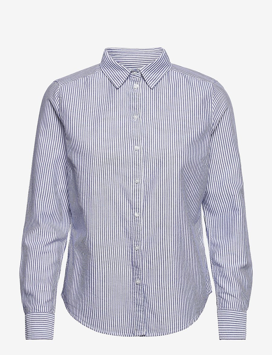 Gina Tricot - Jessie shirt - langärmlige hemden - white/cobolt - 0