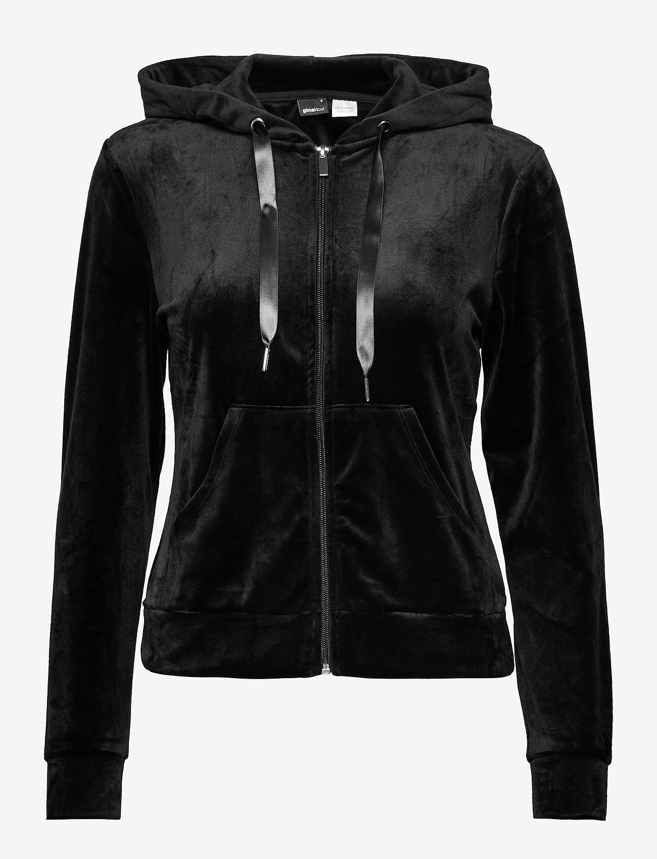 Gina Tricot - Cecilia velour hoodie - hættetrøjer - black (9000) - 0
