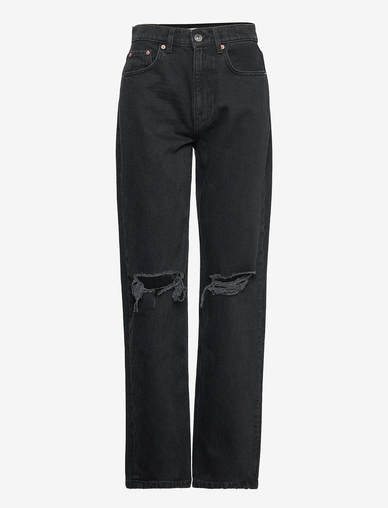 Gina Tricot - 90s high waist jeans - boyfriend jeans - black destroy (9179) - 0