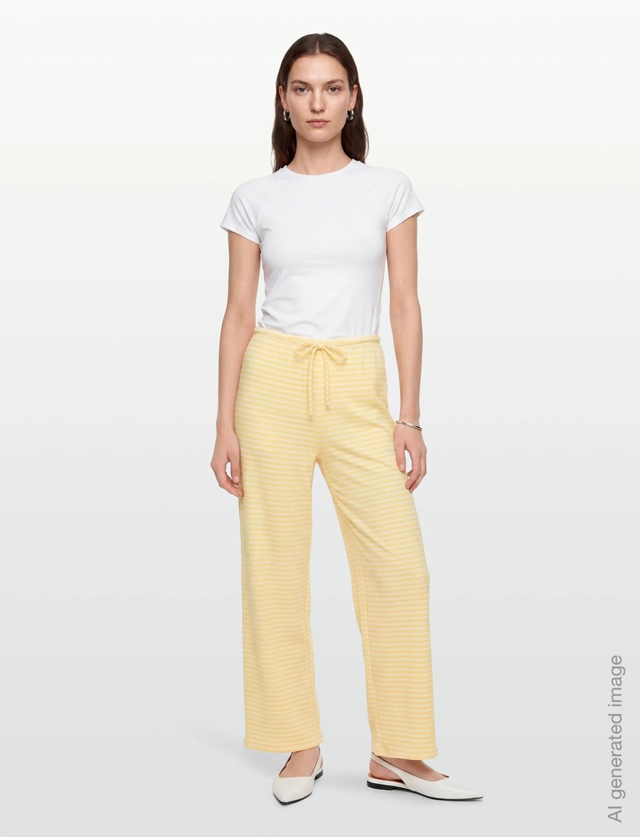 Gina Tricot - Striped soft trousers - natbukser - yellow - 0