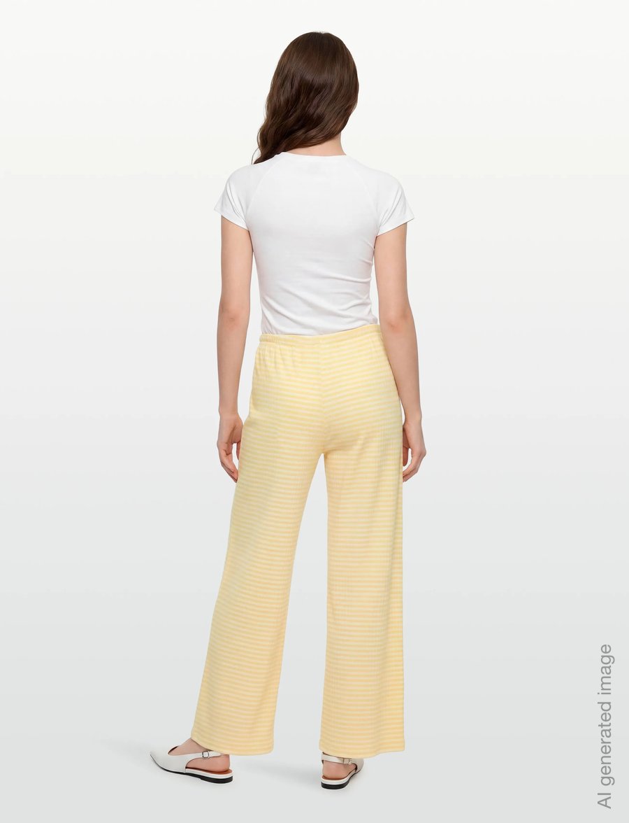 Gina Tricot - Striped soft trousers - natbukser - yellow - 4