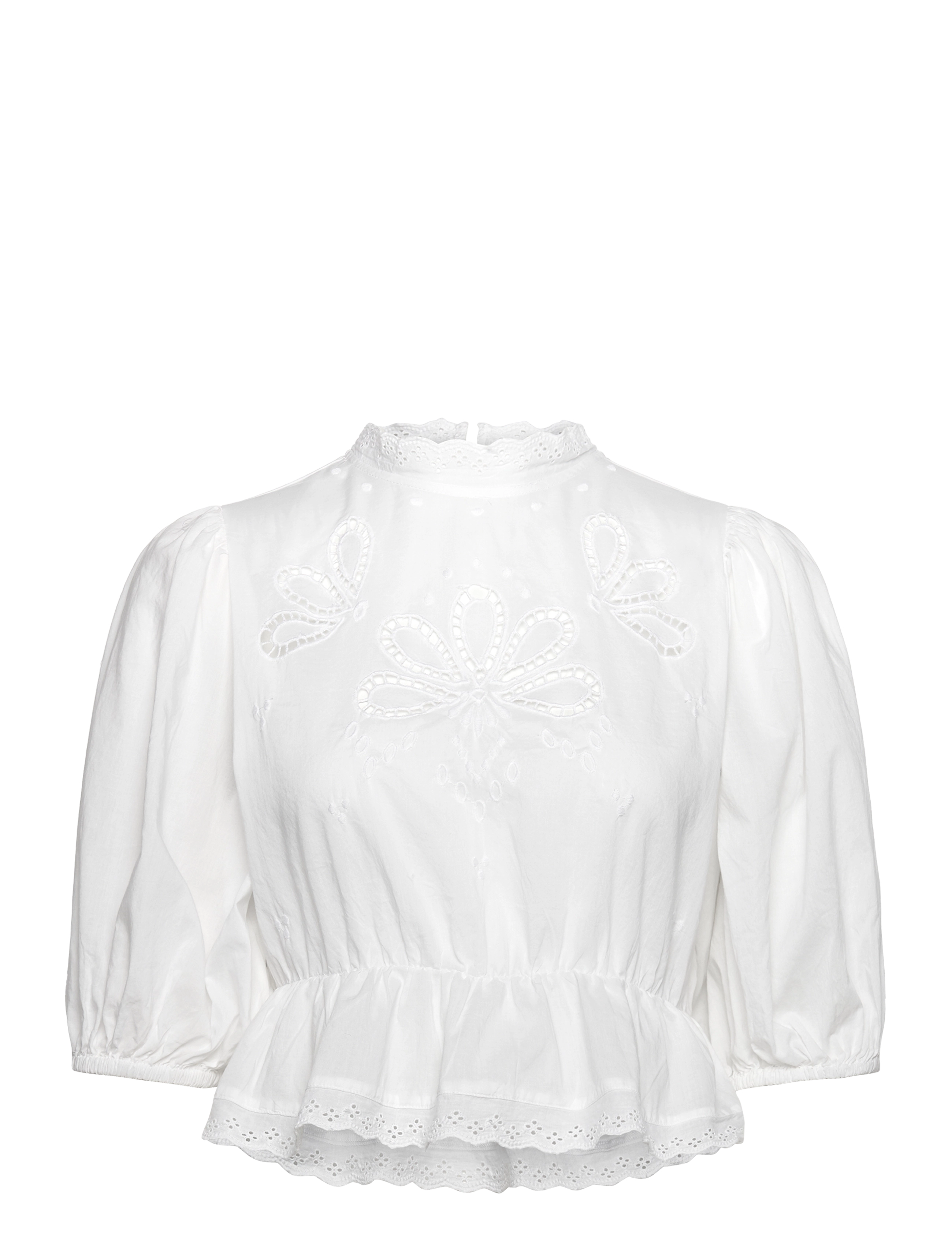 Gina Tricot Boho Blouse, S, White, Bluser > Kortærmede, Dame