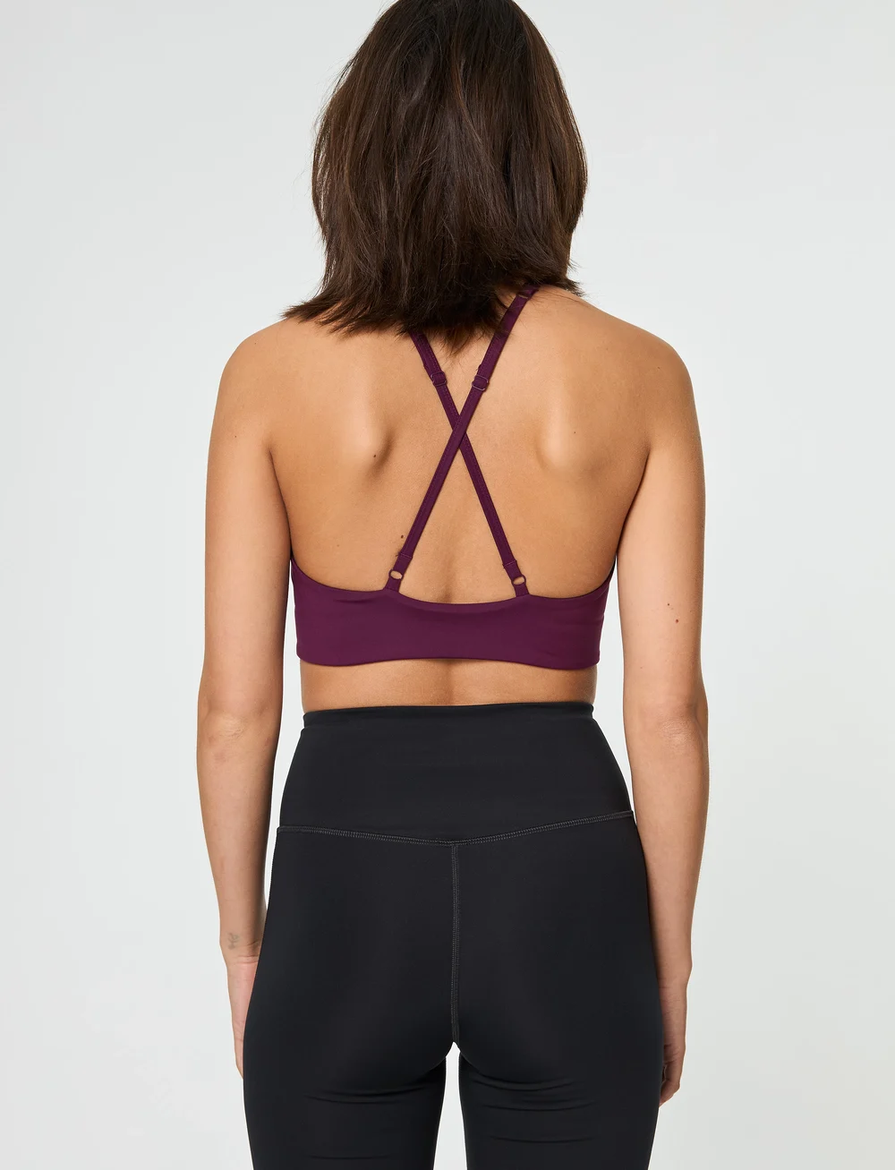 Girlfriend Collective - Topanga Bra, Cross-Back - mittlerer halt - plum - 3