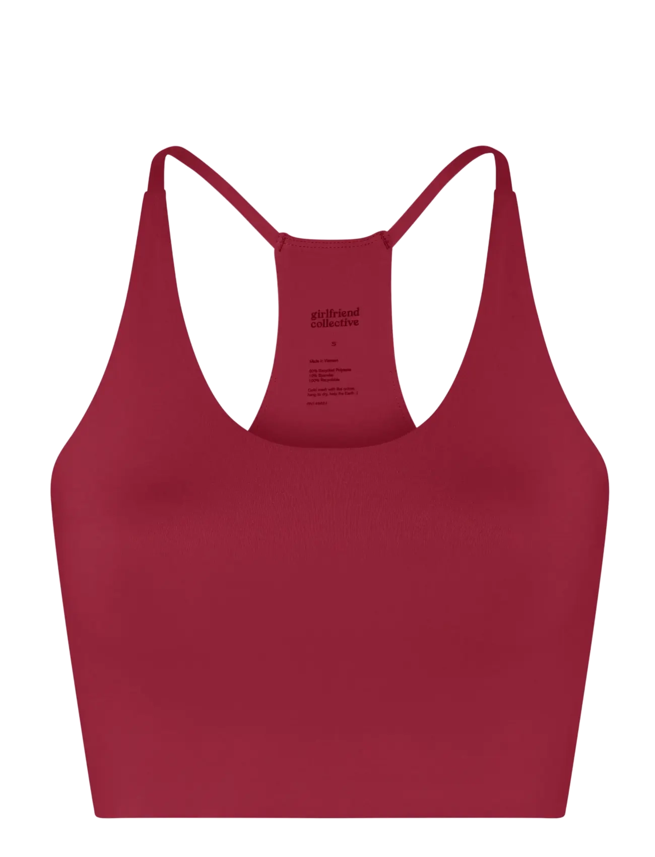 Girlfriend Collective Float Cleo Halter Bra - BH'er - RHODONDENDRON / burgundy