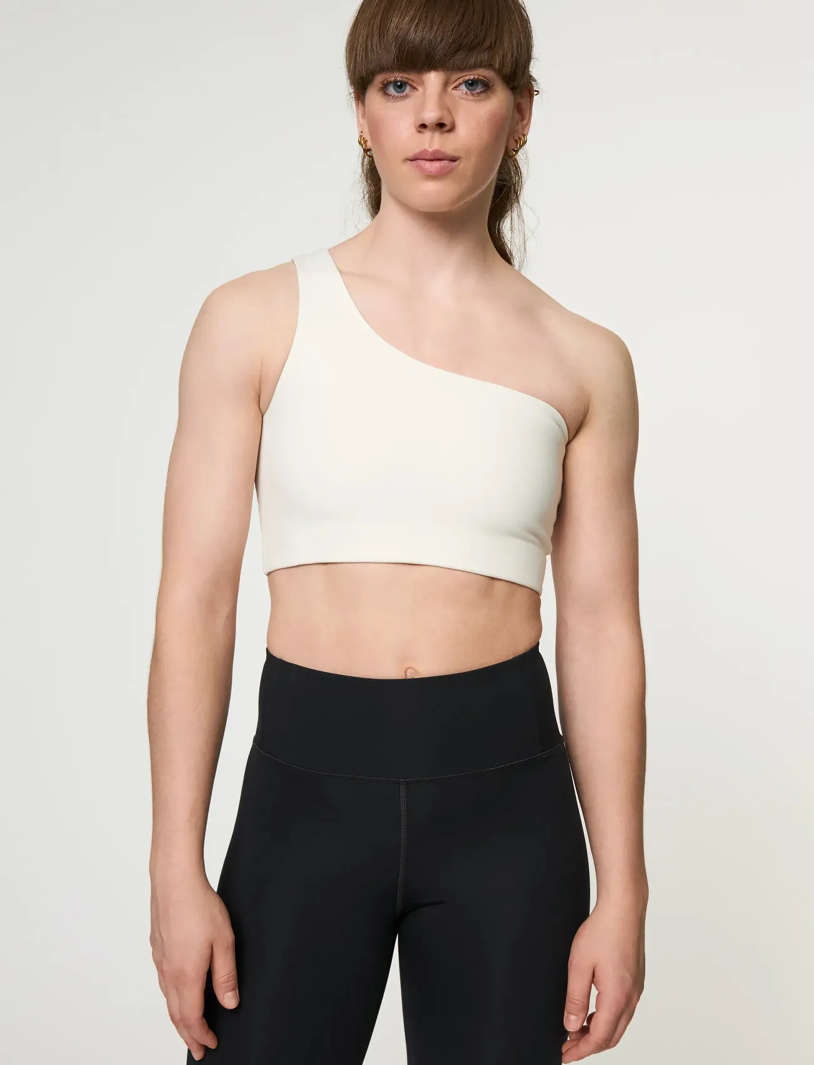 Girlfriend Collective Bianca Bra, One Shoulder, Kvinder, One Shoulder BH, Hvid, Str: L