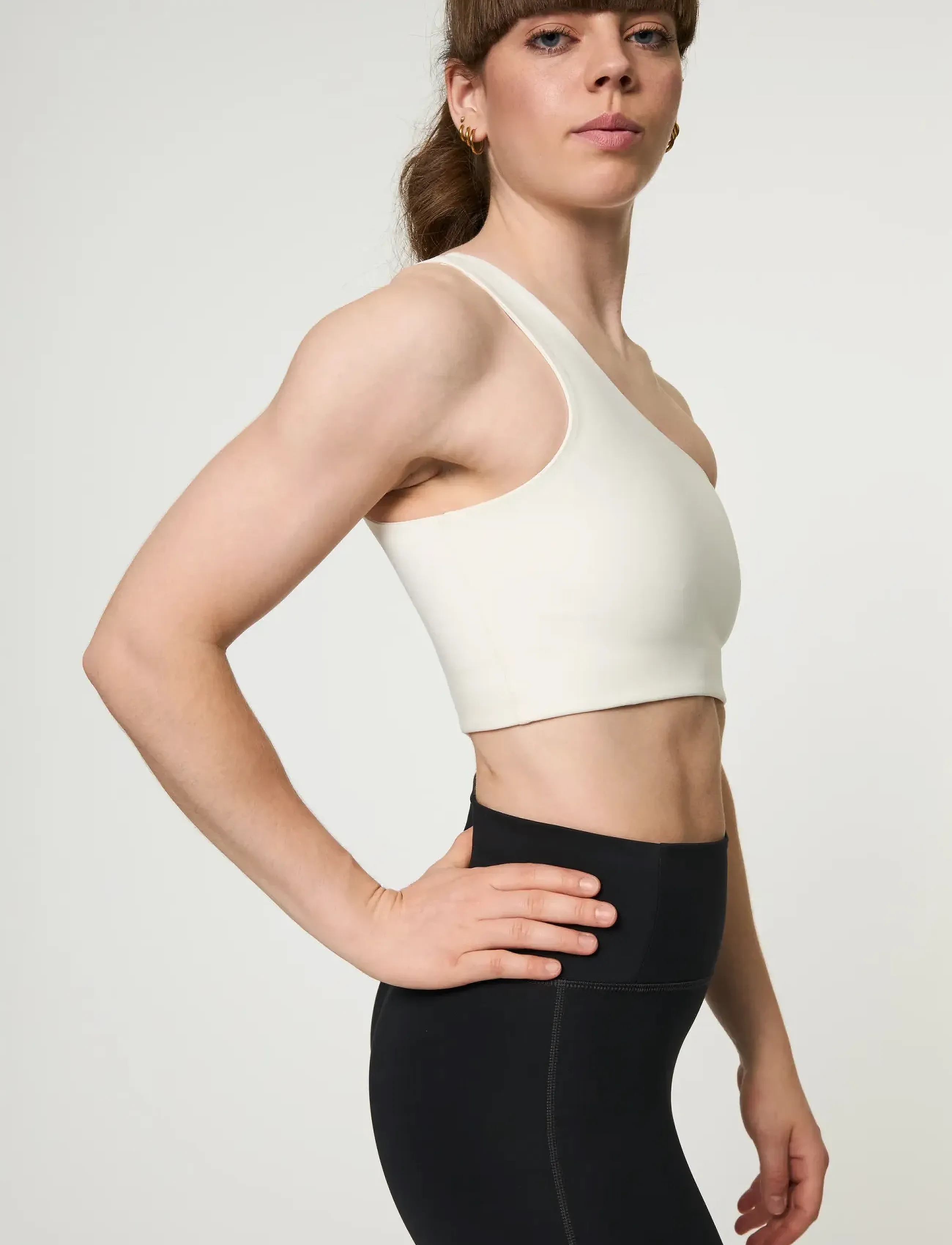 Girlfriend Collective - Bianca Bra, One Shoulder - mittlerer halt - ivory - 4