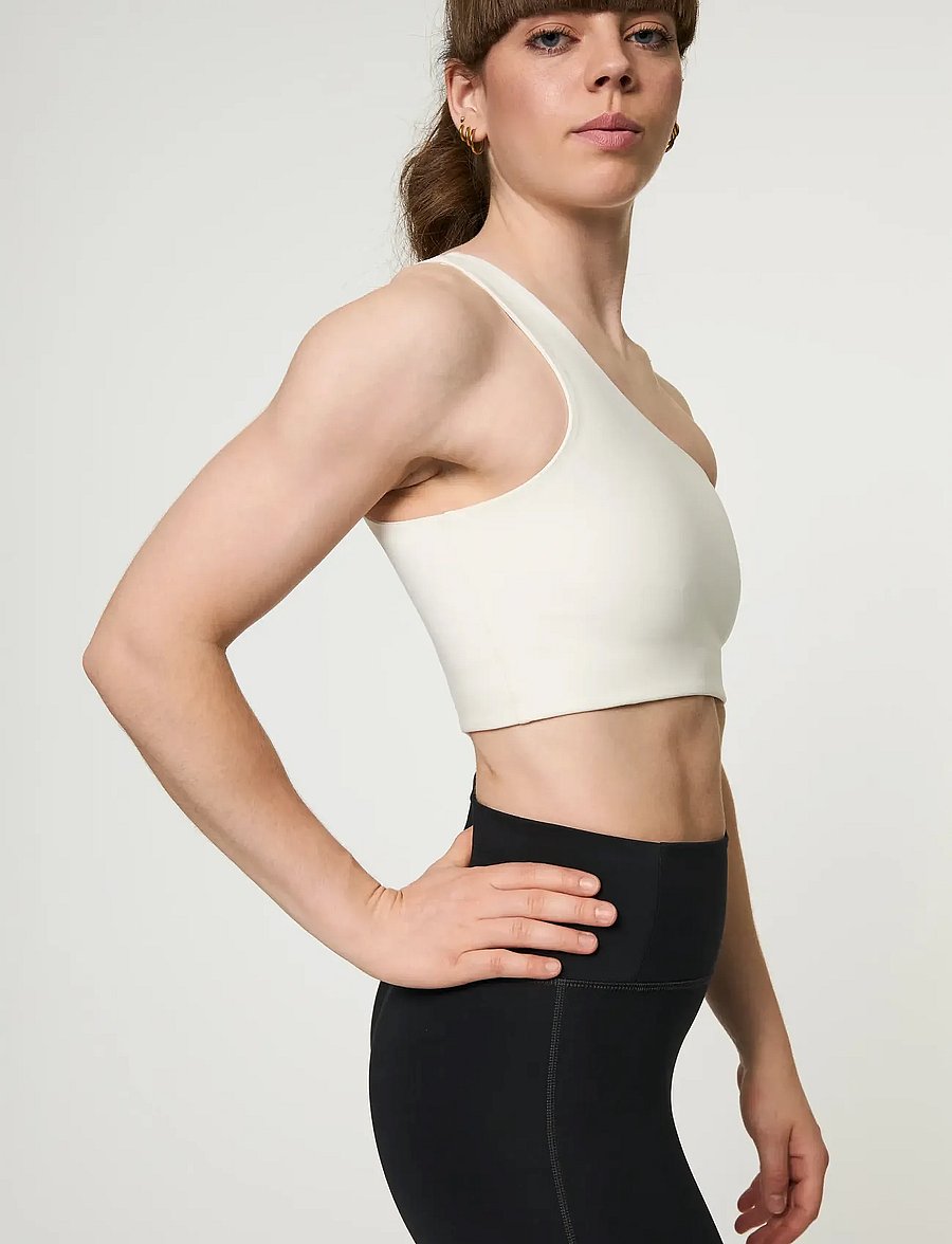 Girlfriend Collective - Bianca Bra, One Shoulder - mittlerer halt - ivory - 4