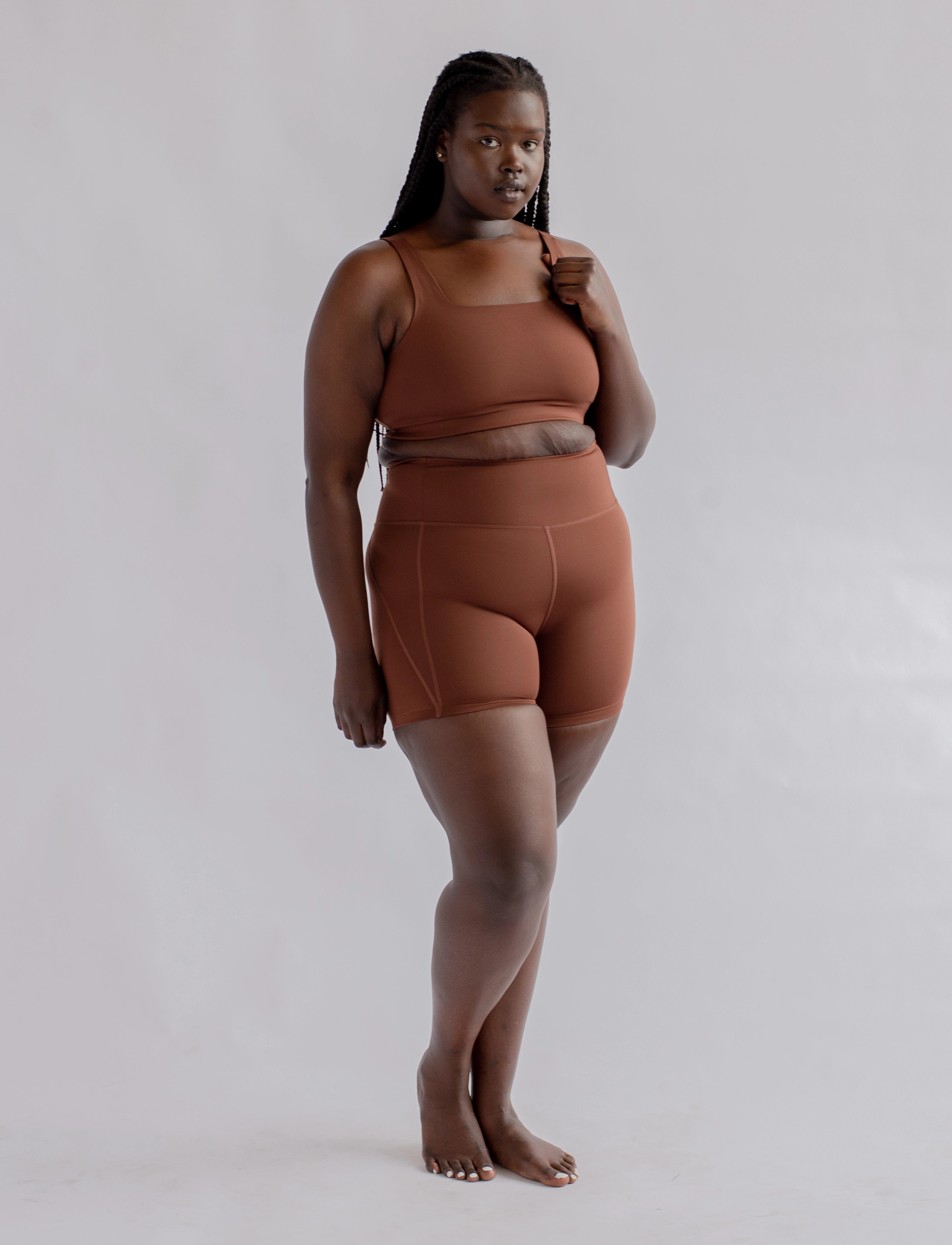 Girlfriend Collective - Tommy Bra, Square-Neck - urheiluliivit: medium tuki - earth - 3