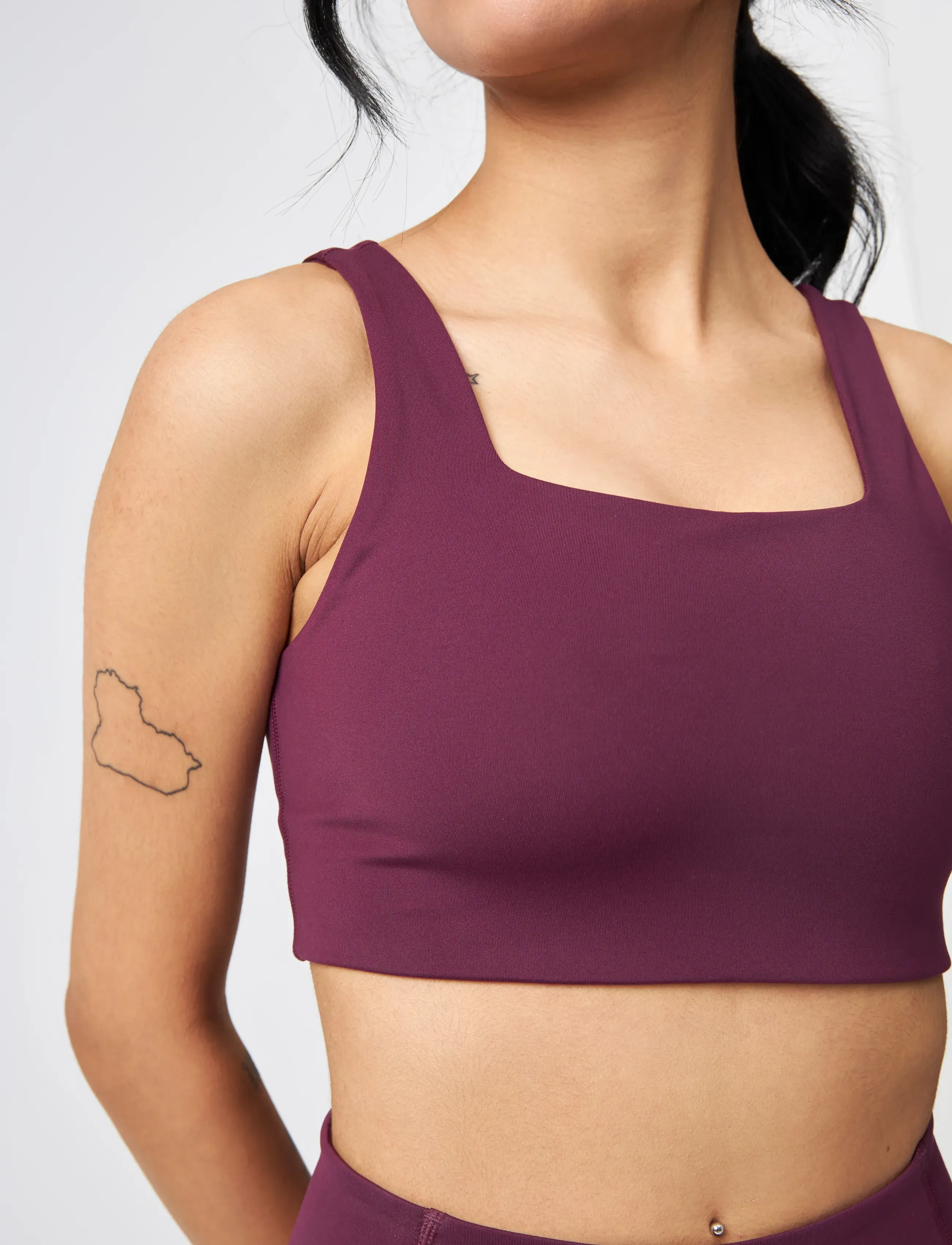 Girlfriend Collective - Tommy Bra, Square-Neck - sports bh'er: medium støtte - plum - 3