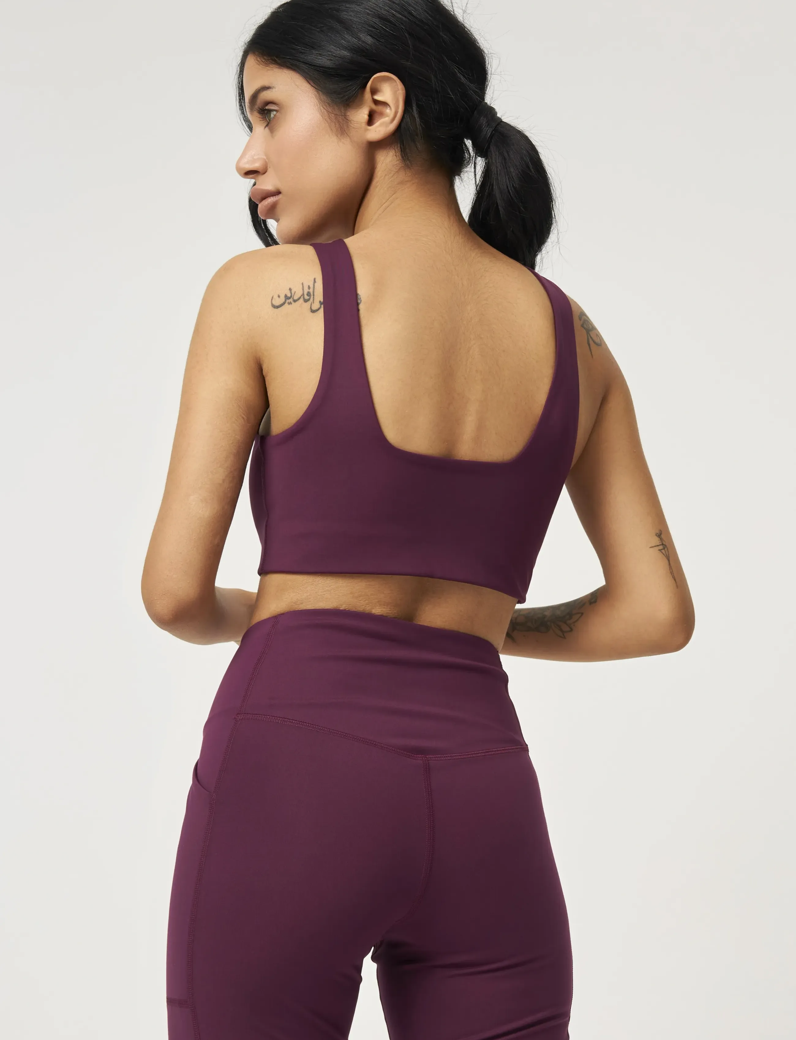 Girlfriend Collective - Tommy Bra, Square-Neck - sports bh'er: medium støtte - plum - 4