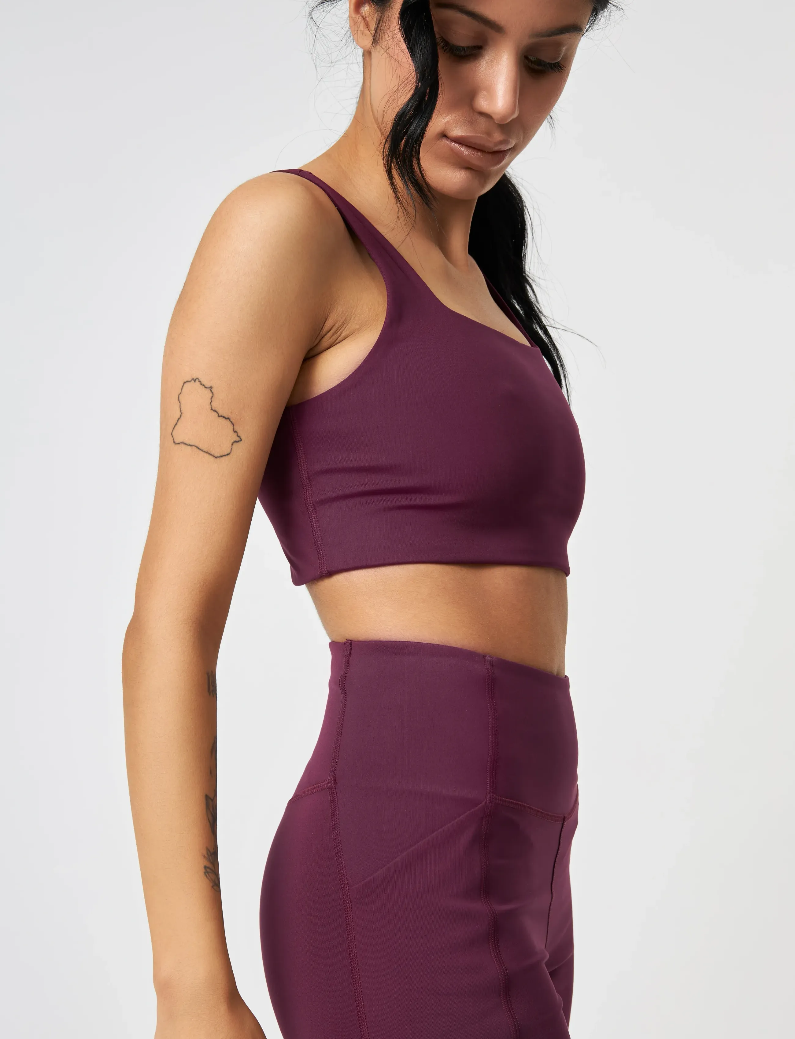 Girlfriend Collective - Tommy Bra, Square-Neck - sports bh'er: medium støtte - plum - 5
