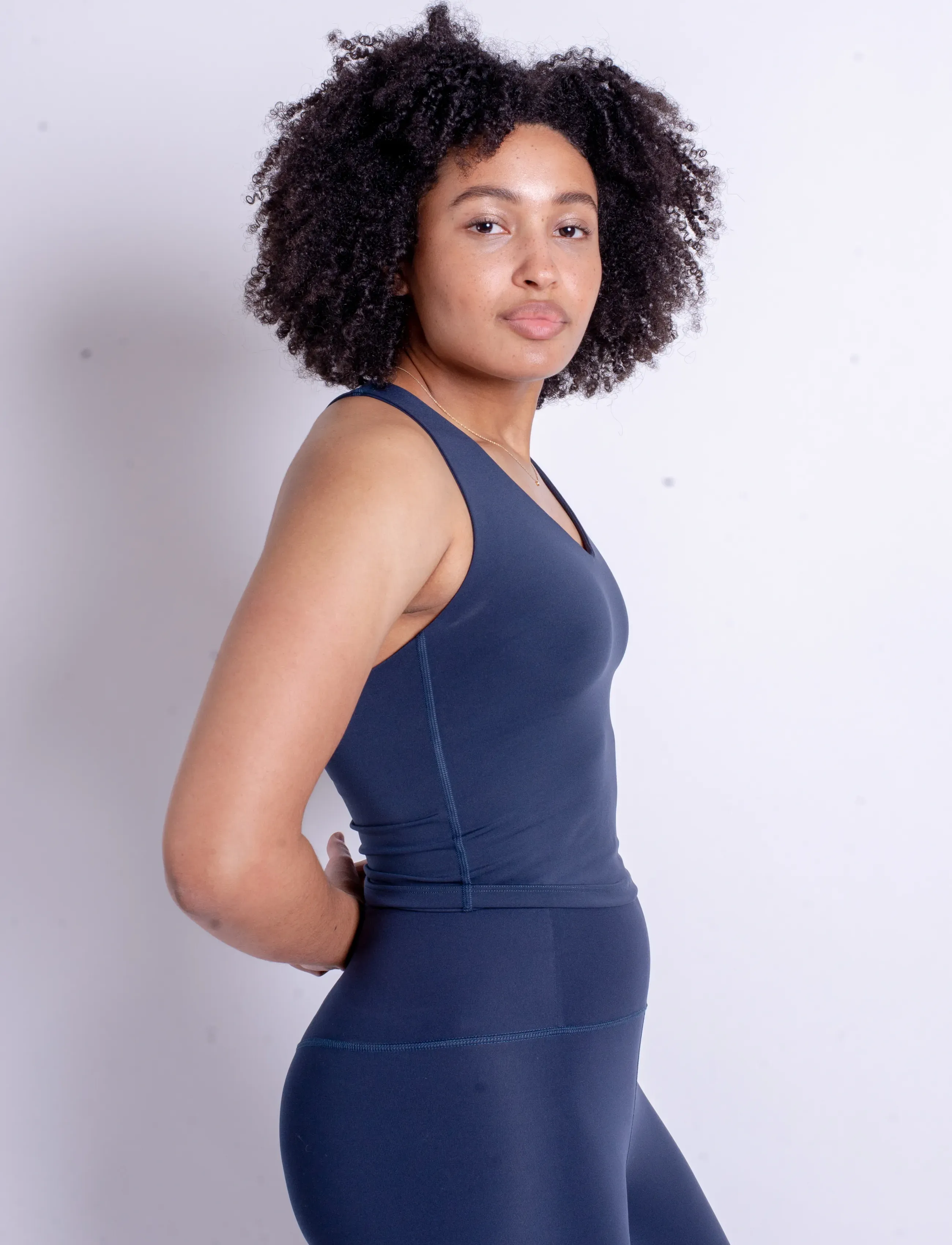 Girlfriend Collective - Float Zoe Tank, Cross-Back - tank tops - midnight - 4