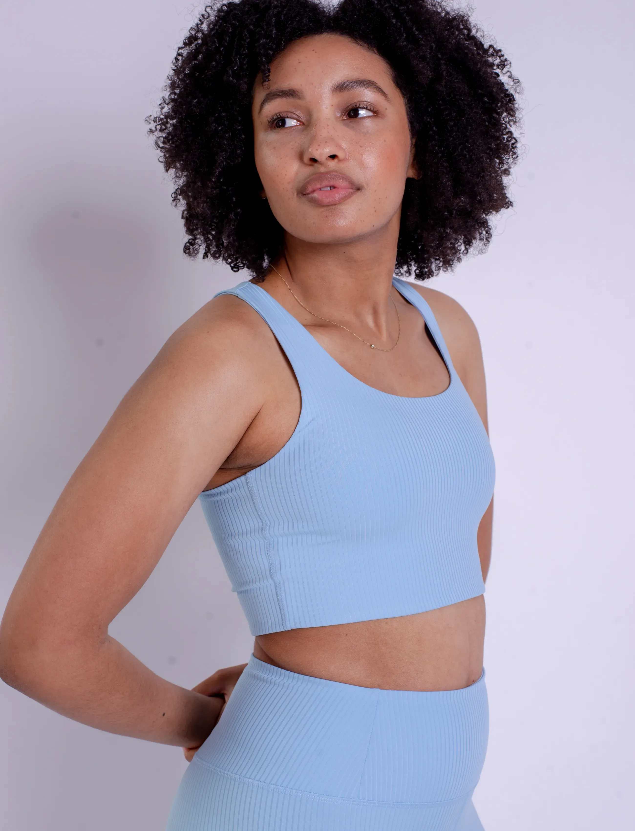 Girlfriend Collective - Rib Paloma Bra - sports bh'er: medium støtte - bluebell - 3