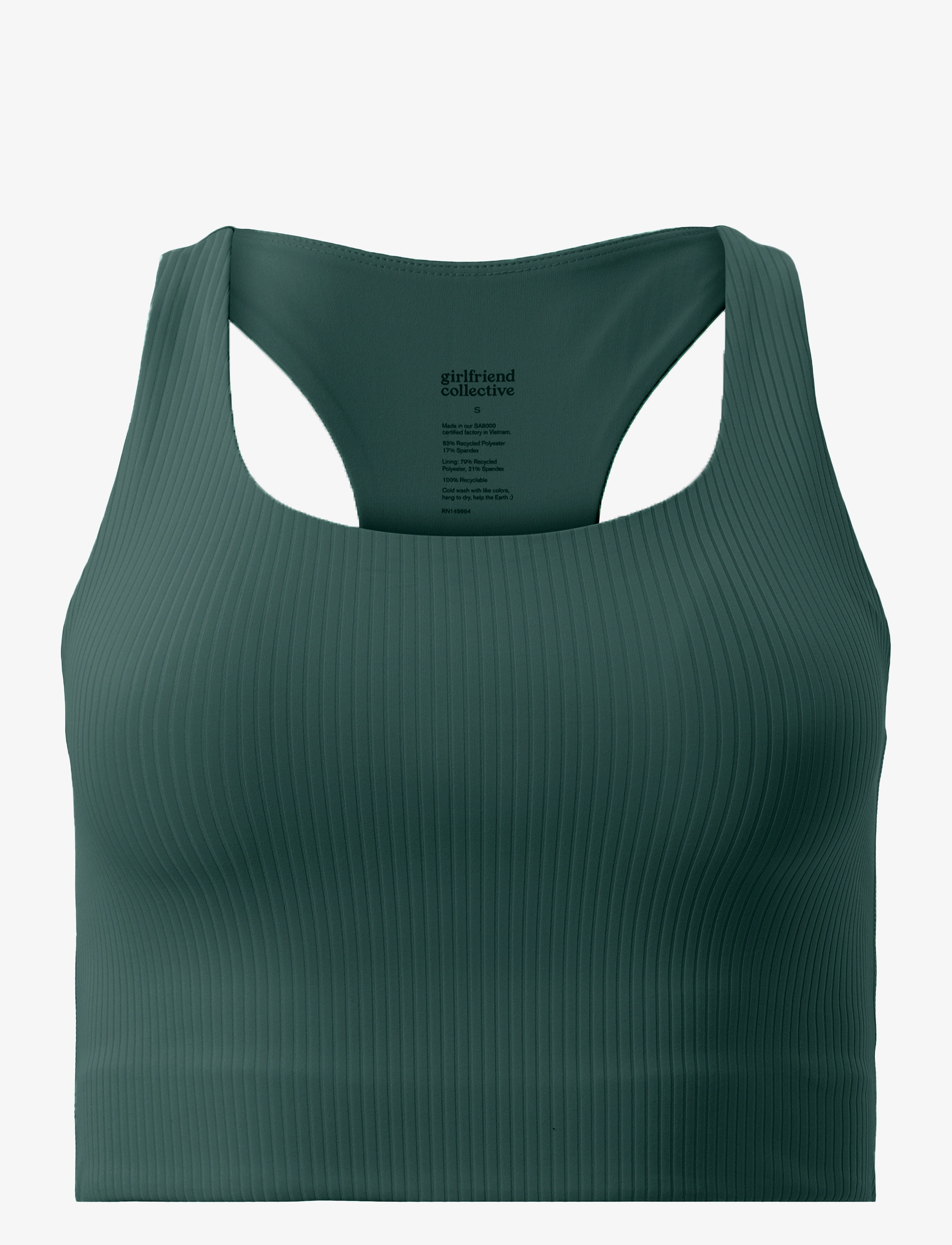 Girlfriend Collective - Rib Paloma Bra - sports bh'er: medium støtte - moss - 1