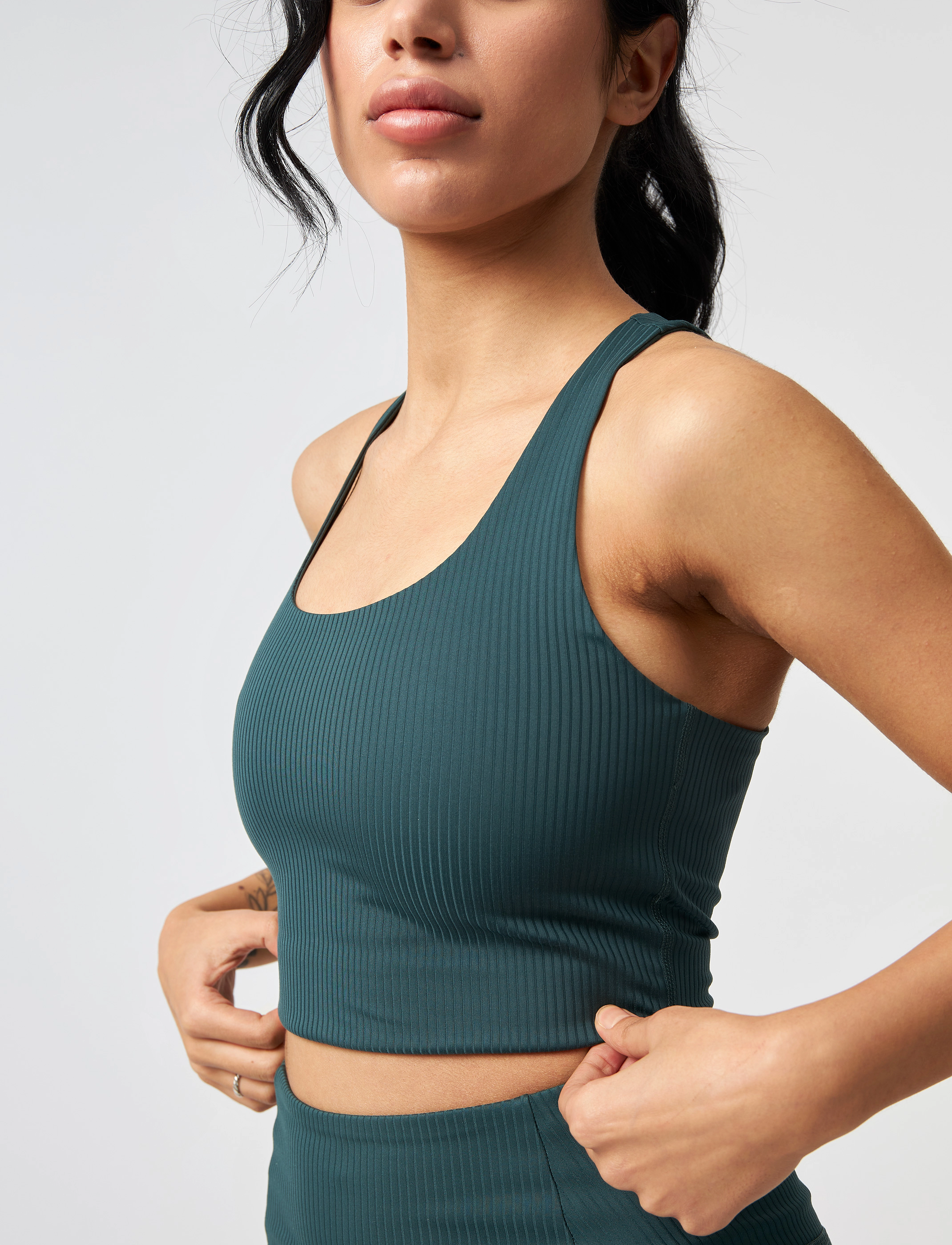 Girlfriend Collective - Rib Paloma Bra - sports bh'er: medium støtte - moss - 2