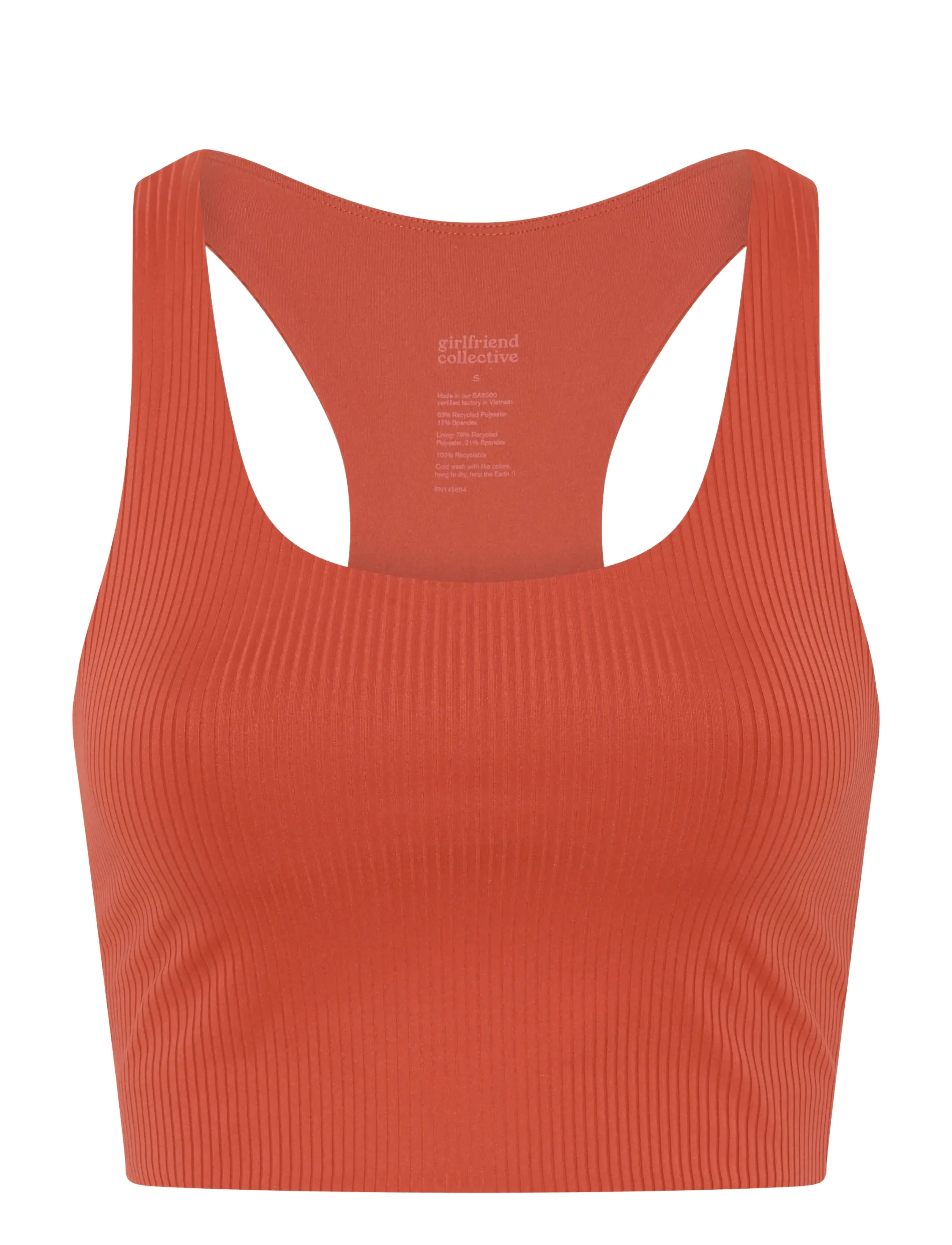 Girlfriend Collective Rib Paloma Bra - Girlfriend Collective - RED CLAY / coral