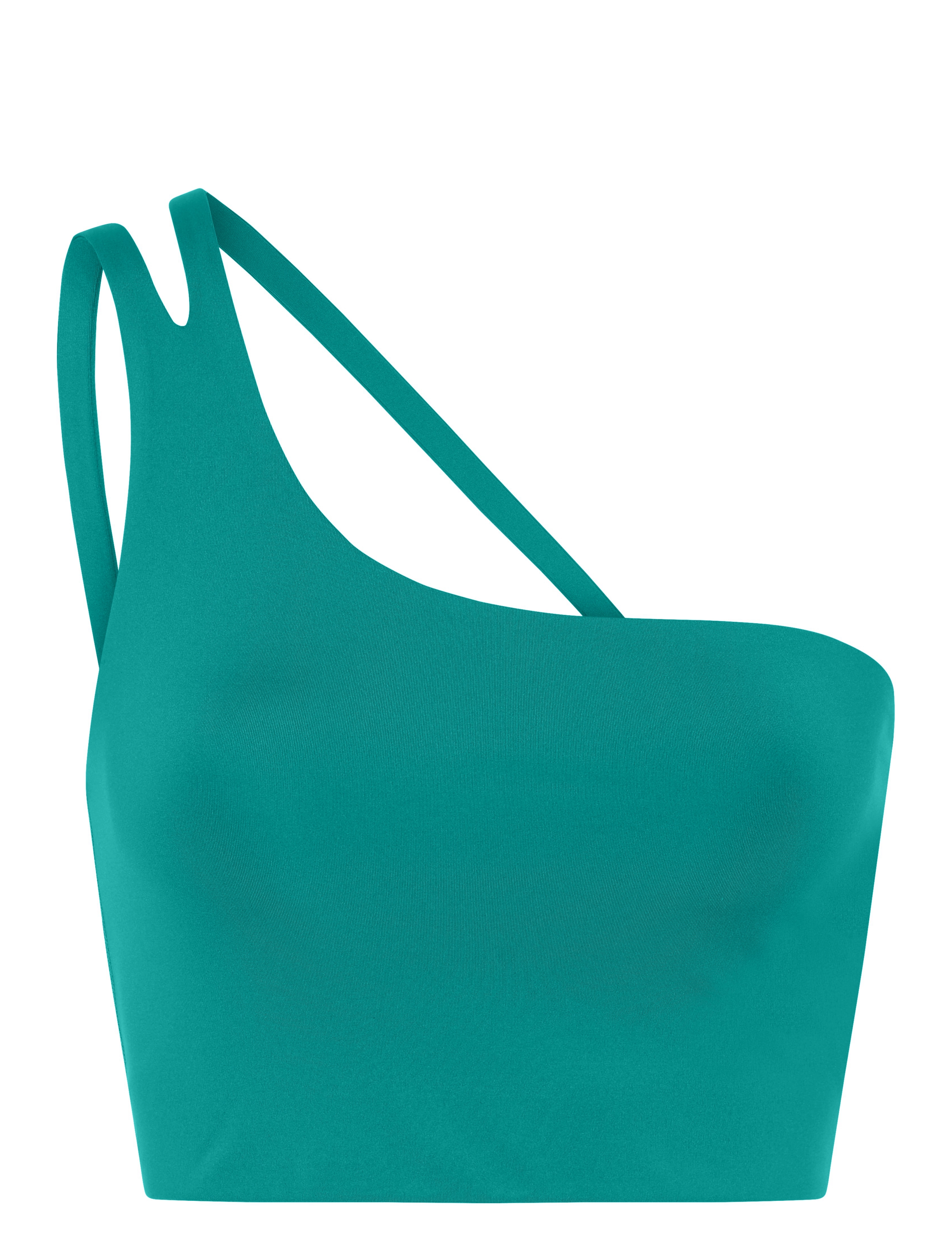Girlfriend Collective Uma One Shoulder Bra - Tøj - PEACOCK / green