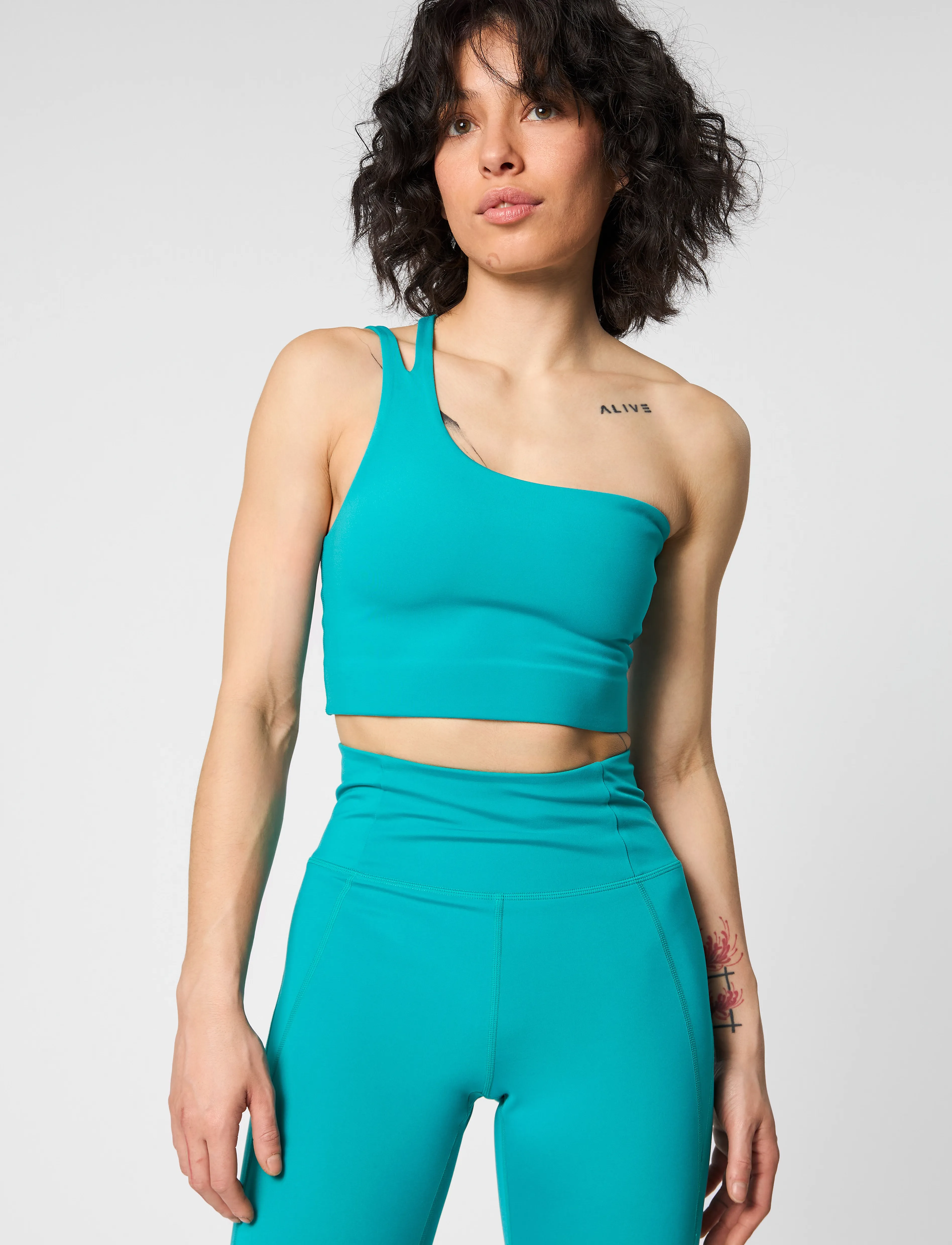 Girlfriend Collective Uma One Shoulder Bra, L, Sport Clothing, Grün - Bras All, Frauen