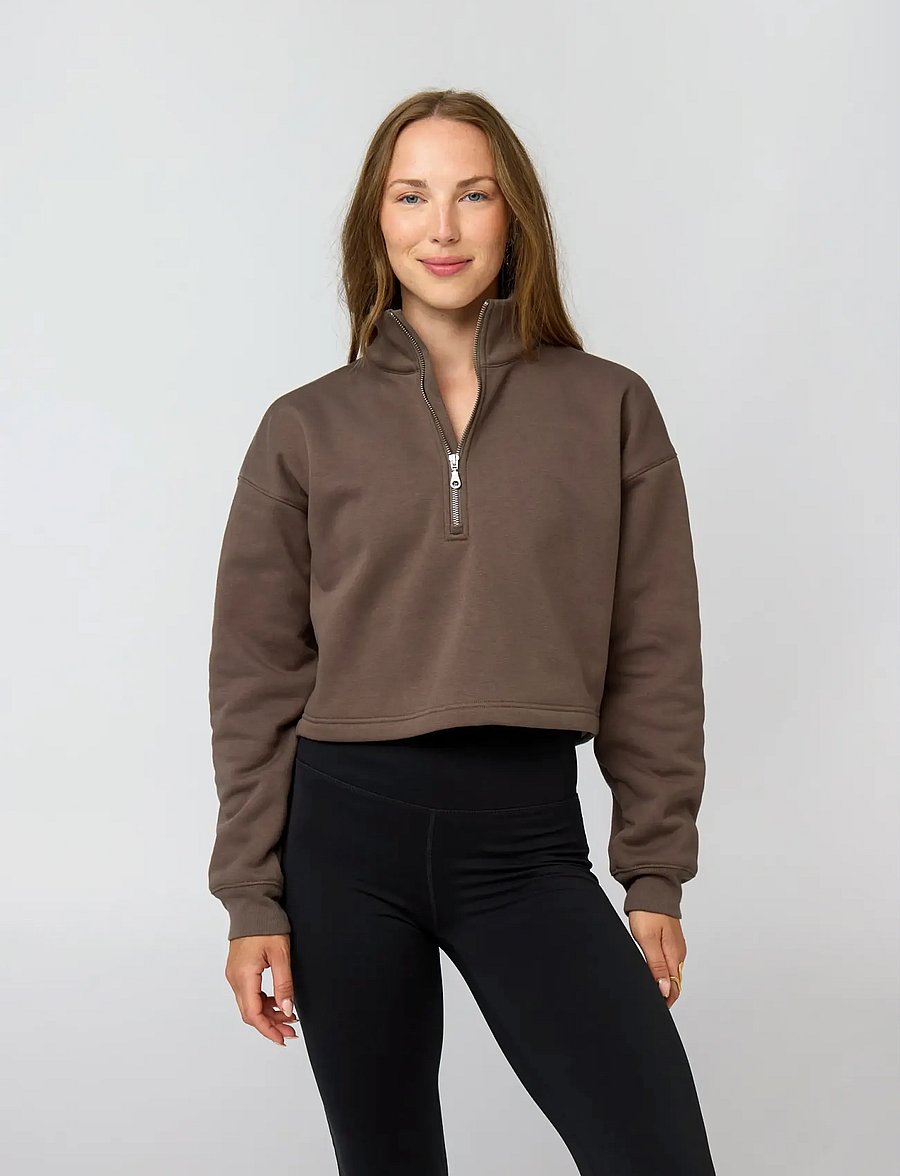 Girlfriend Collective - Vega Half Zip Sweatshirt - Överdelar - mink - 0