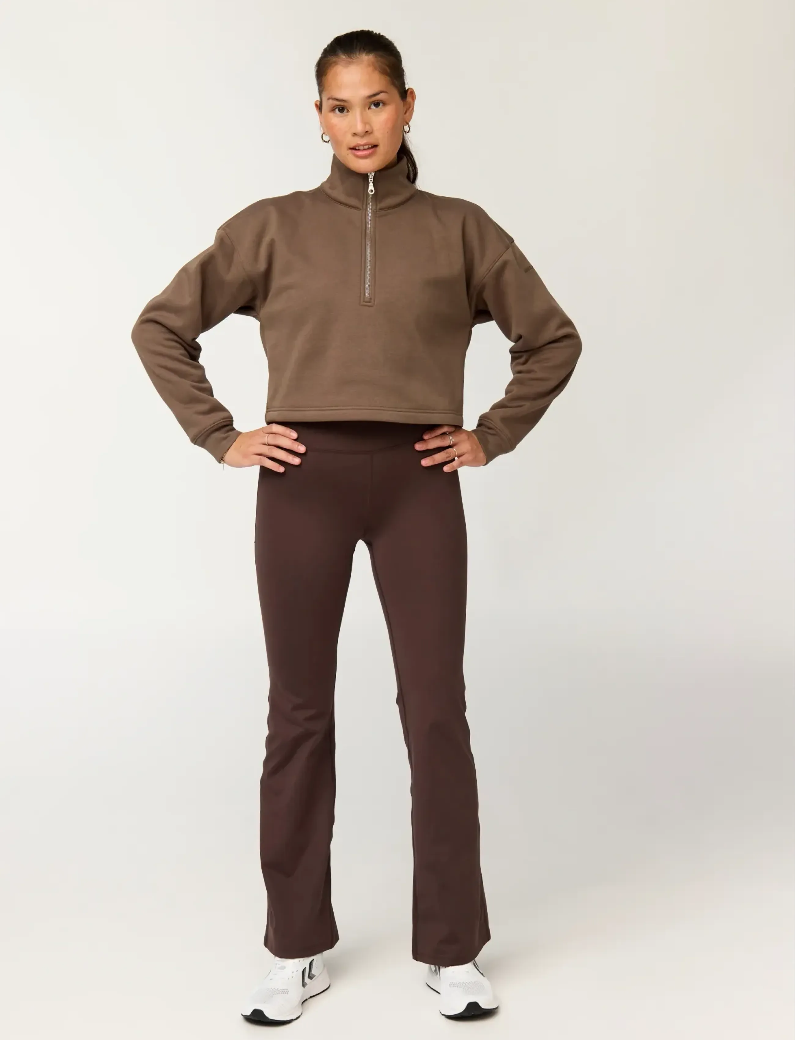 Girlfriend Collective - Vega Half Zip Sweatshirt - tops - mink - 4