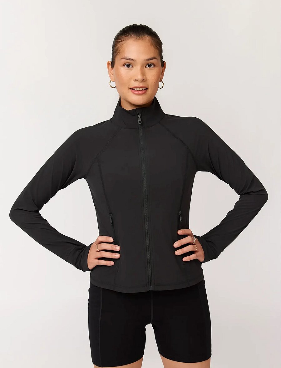 Girlfriend Collective - Estrella Fitted Run Jacket - outdoor jackets - black - 0