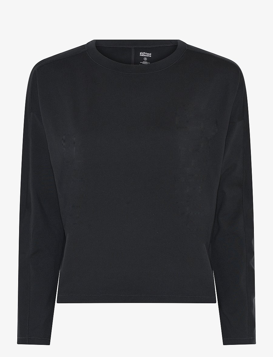 Girlfriend Collective - Reset Long Sleeve Tee - långärmade tröjor - black - 1