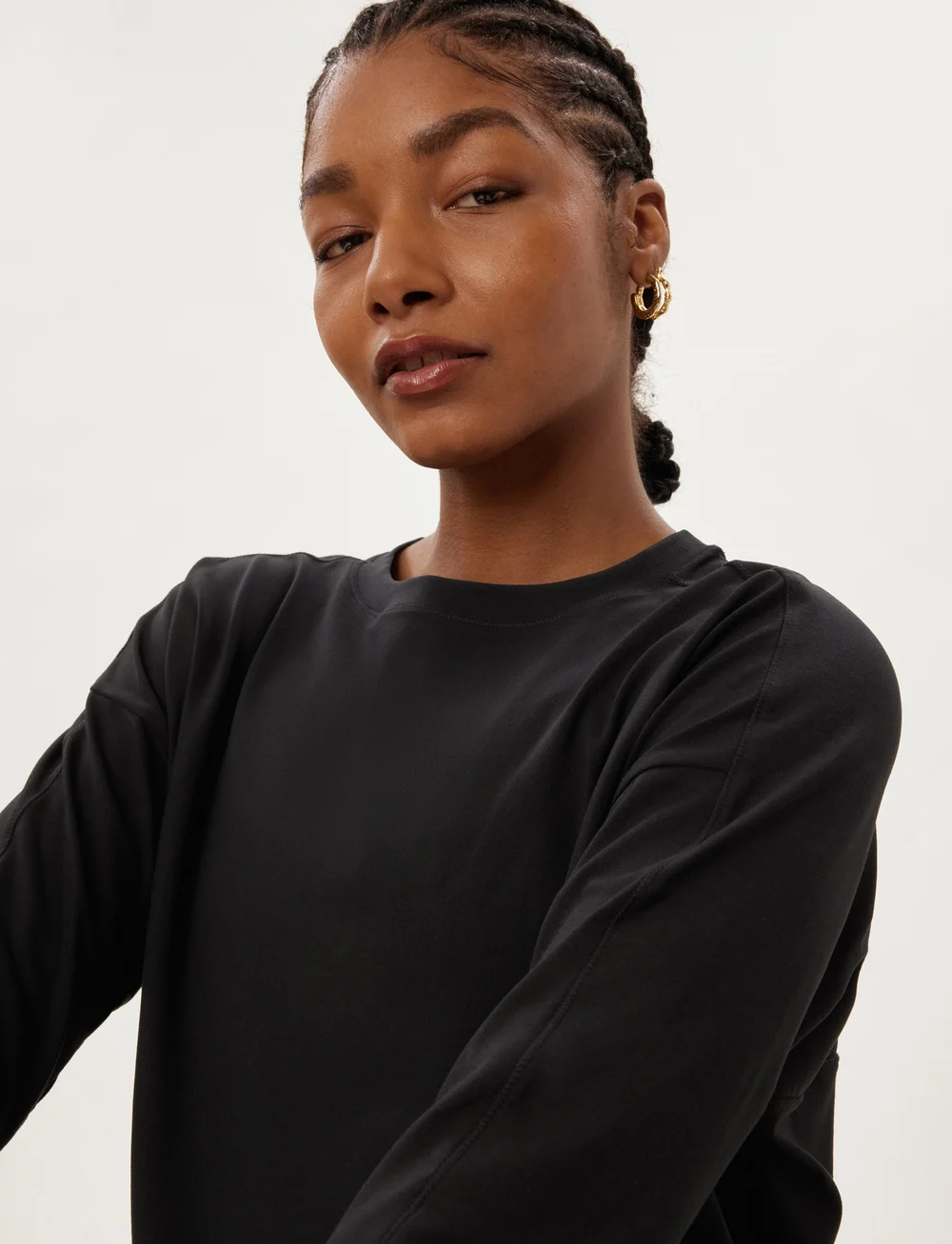 Girlfriend Collective - Reset Long Sleeve Tee - långärmade tröjor - black - 4