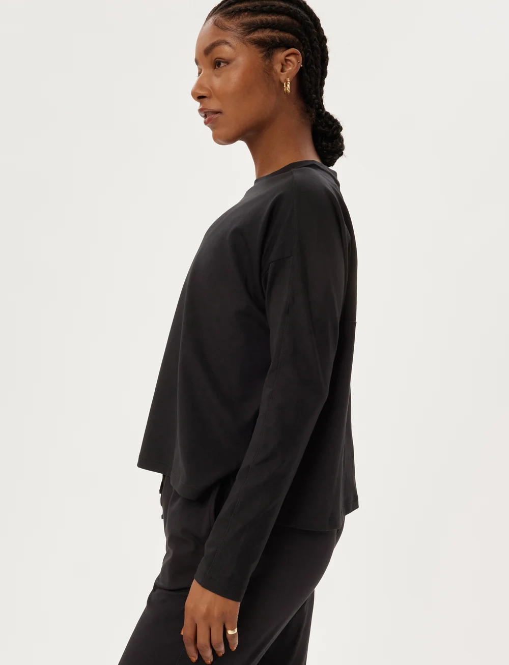 Girlfriend Collective - Reset Long Sleeve Tee - långärmade tröjor - black - 5