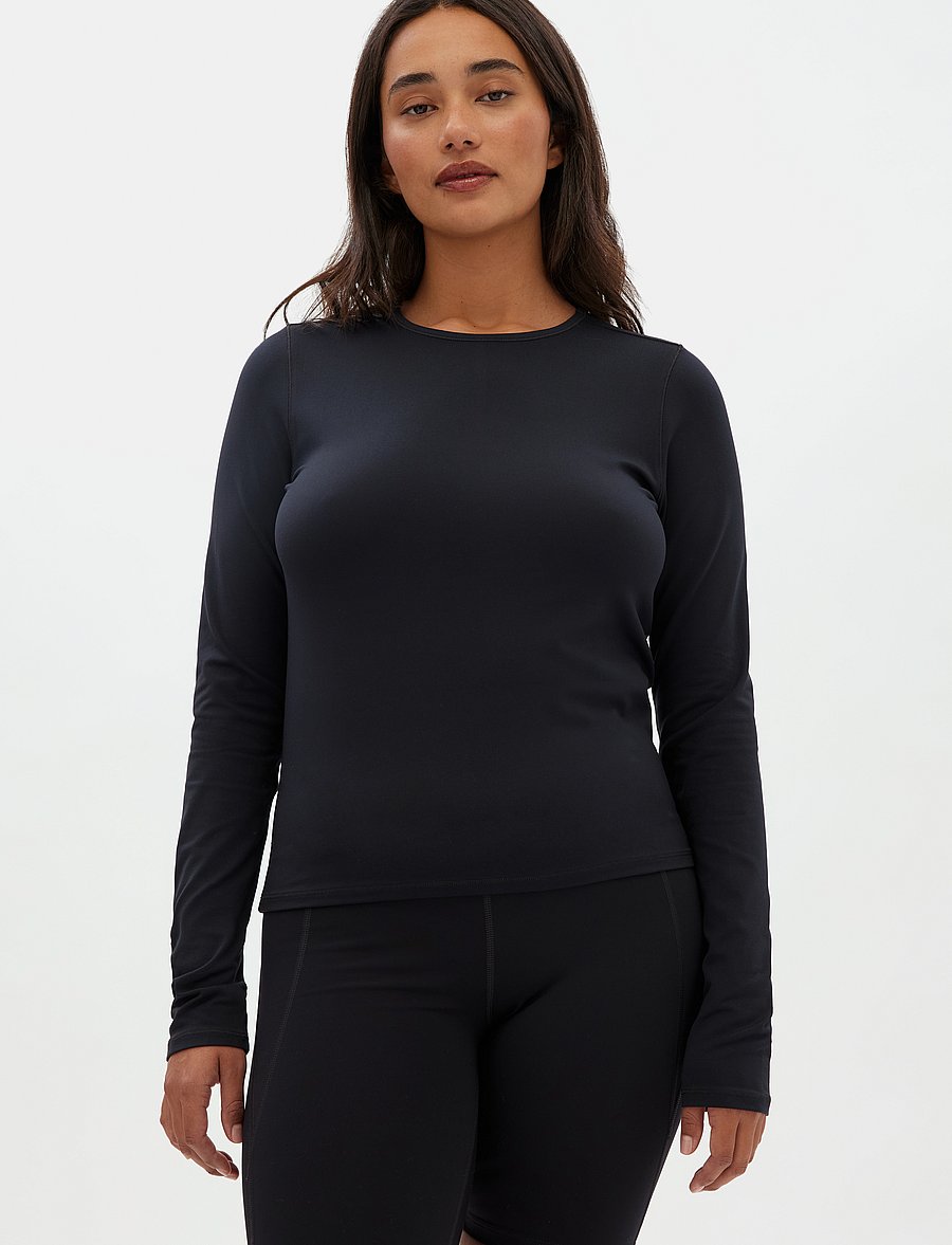 Girlfriend Collective - Reset Fitted Long Sleeve Tee - pikkade varrukatega alussärgid - black - 0