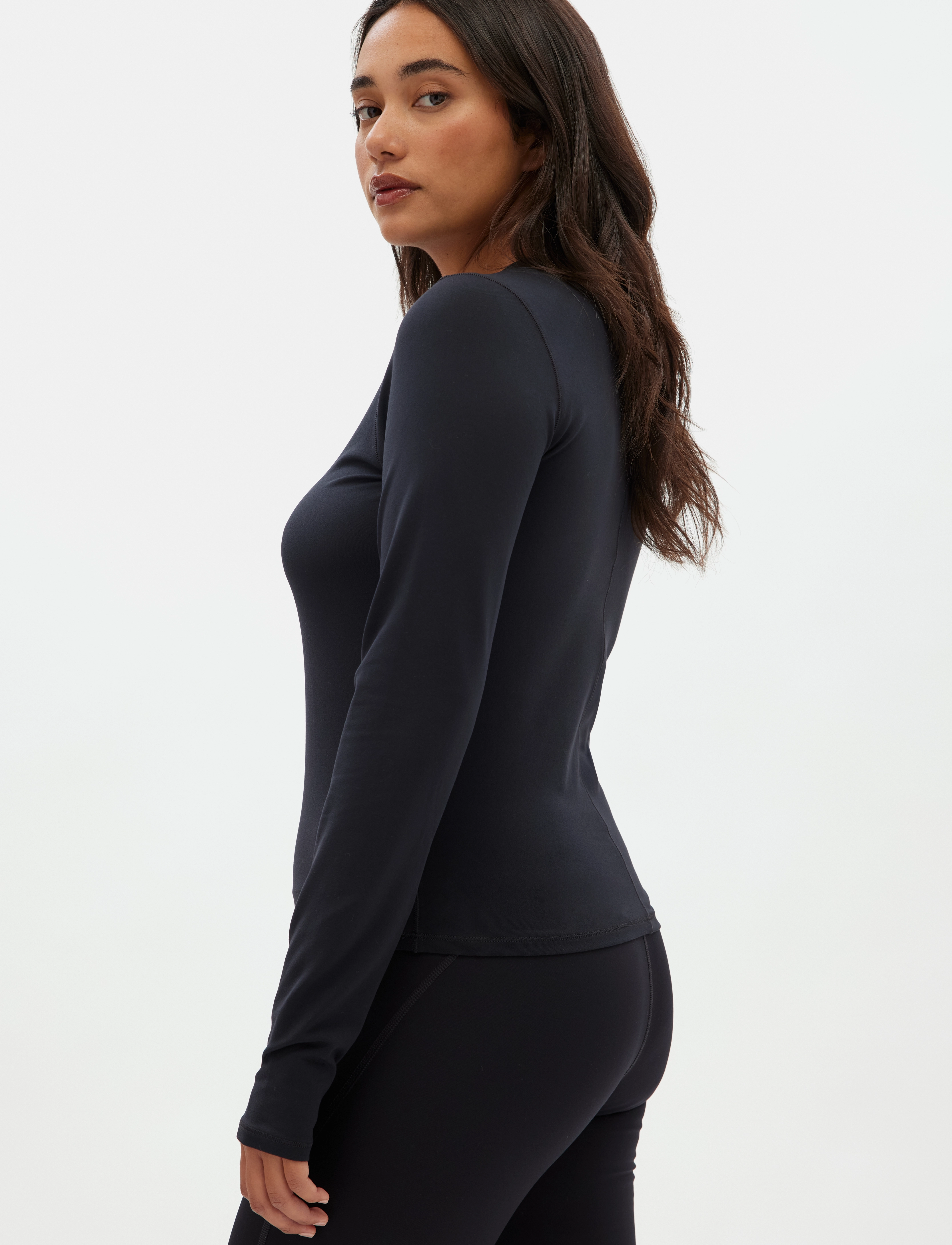 Girlfriend Collective - Reset Fitted Long Sleeve Tee - pikkade varrukatega alussärgid - black - 4
