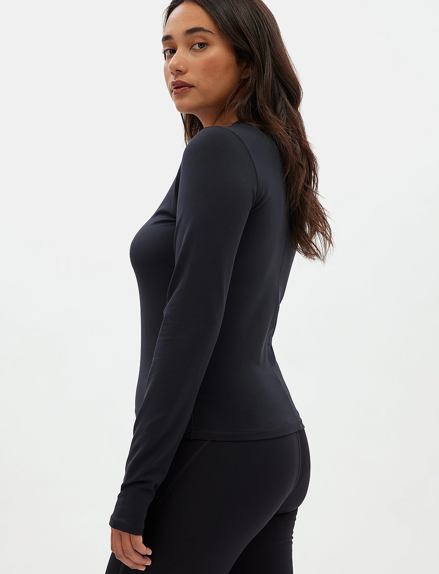 Girlfriend Collective - Reset Fitted Long Sleeve Tee - pikkade varrukatega alussärgid - black - 4