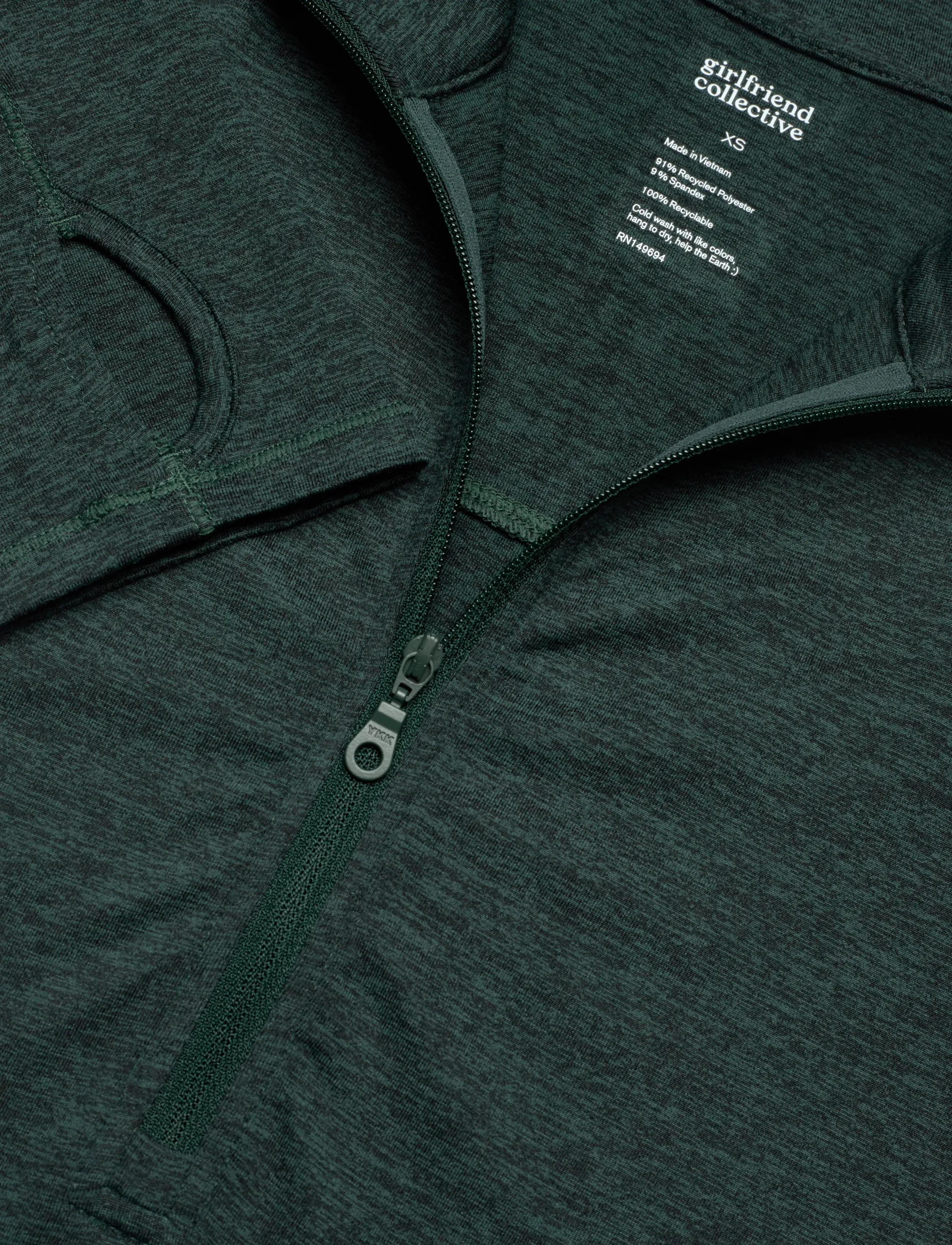 Girlfriend Collective - Reset Long Sleeve Mock Neck, Half Zip - moss - 2