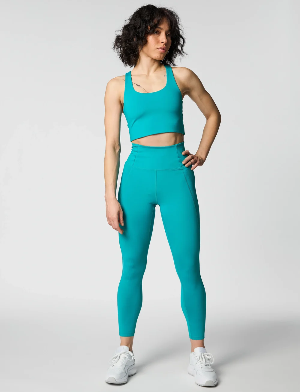 Girlfriend Collective - Compressive High-Rise Legging, 7/8 - ræktarbuxur - peacock - 0