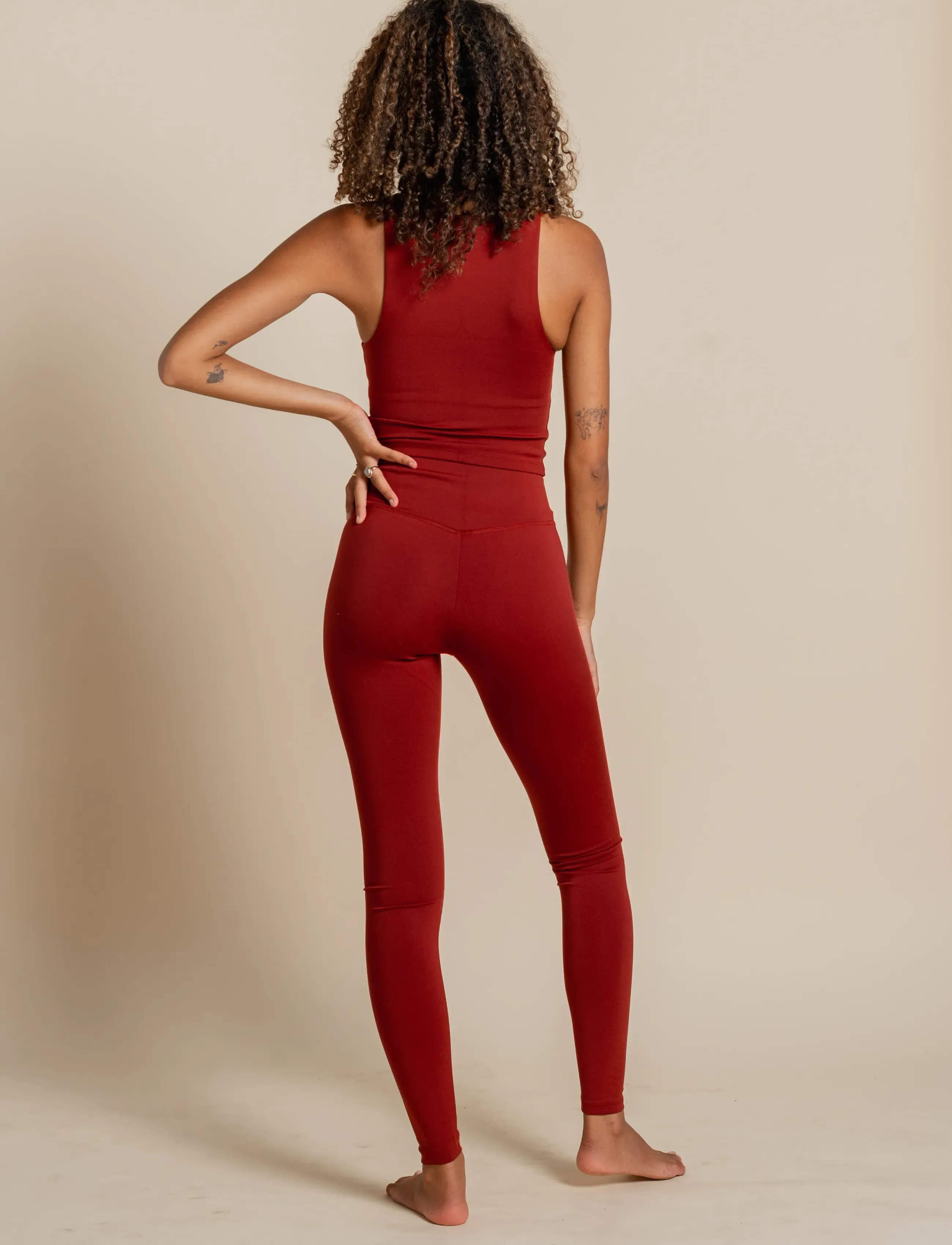 Girlfriend Collective - Luxe Legging, Long - volle länge - bordeaux - 4