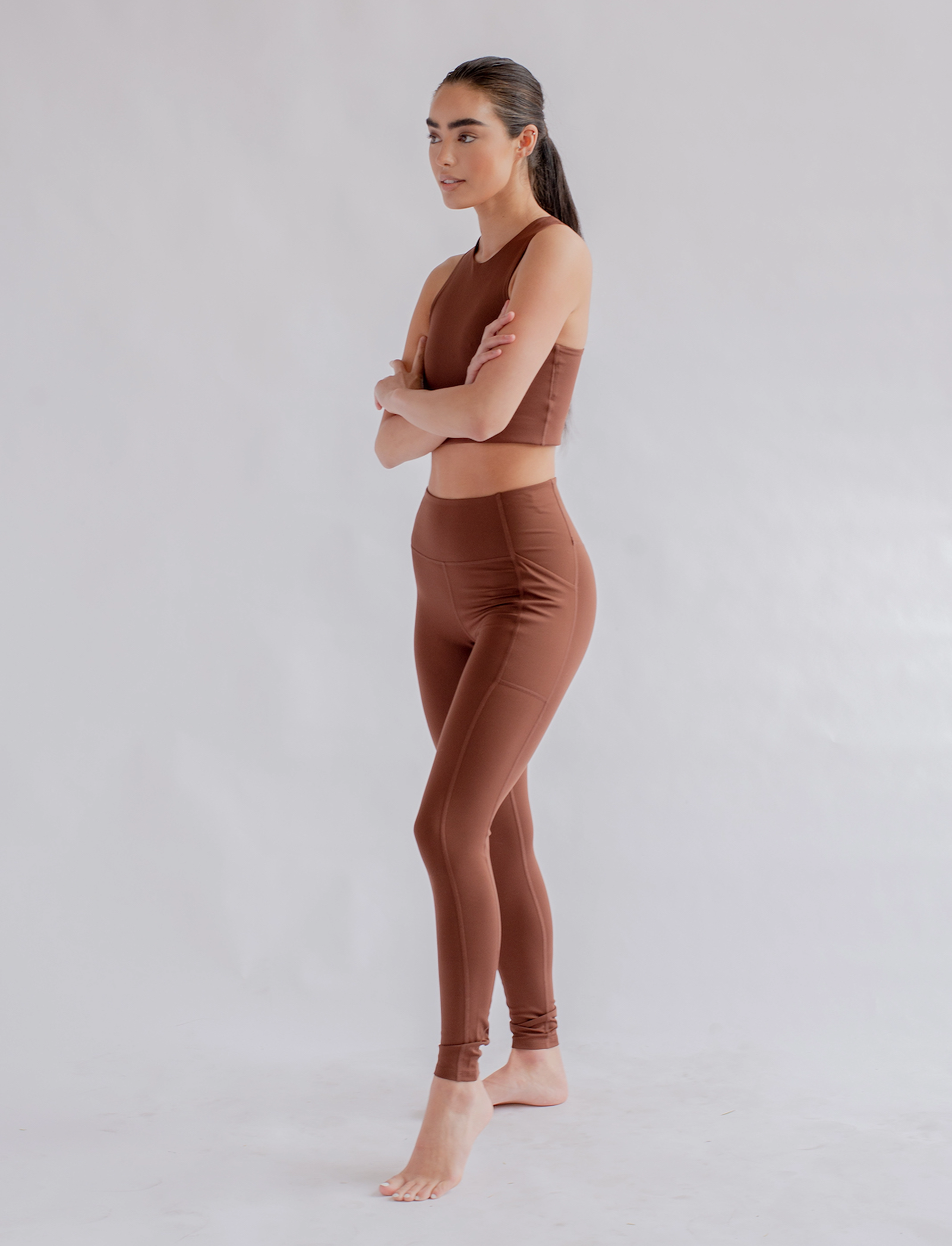Girlfriend Collective - Pocket High-Rise Legging, Long - fuld længde - earth - 4