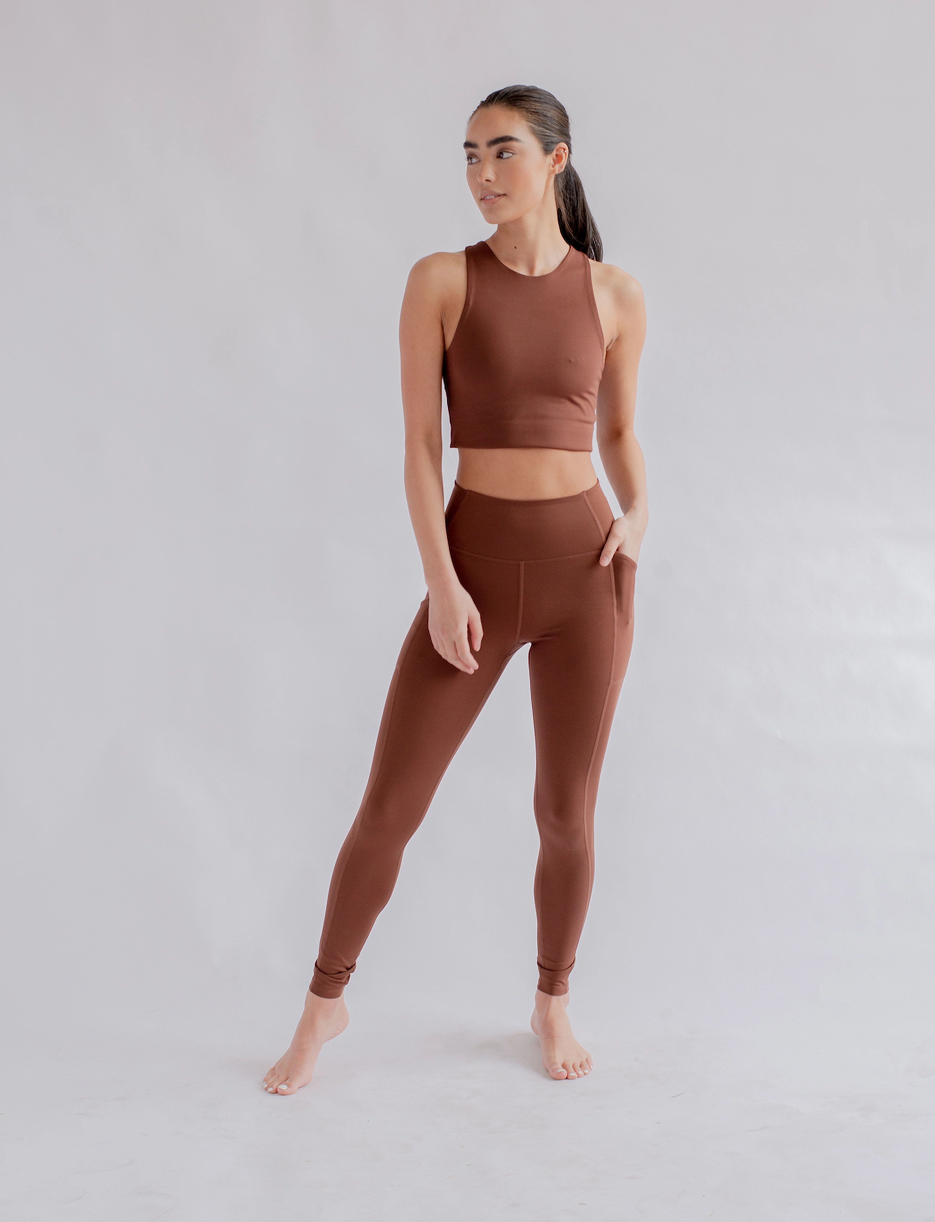 Girlfriend Collective - Pocket High-Rise Legging, Long - fuld længde - earth - 5