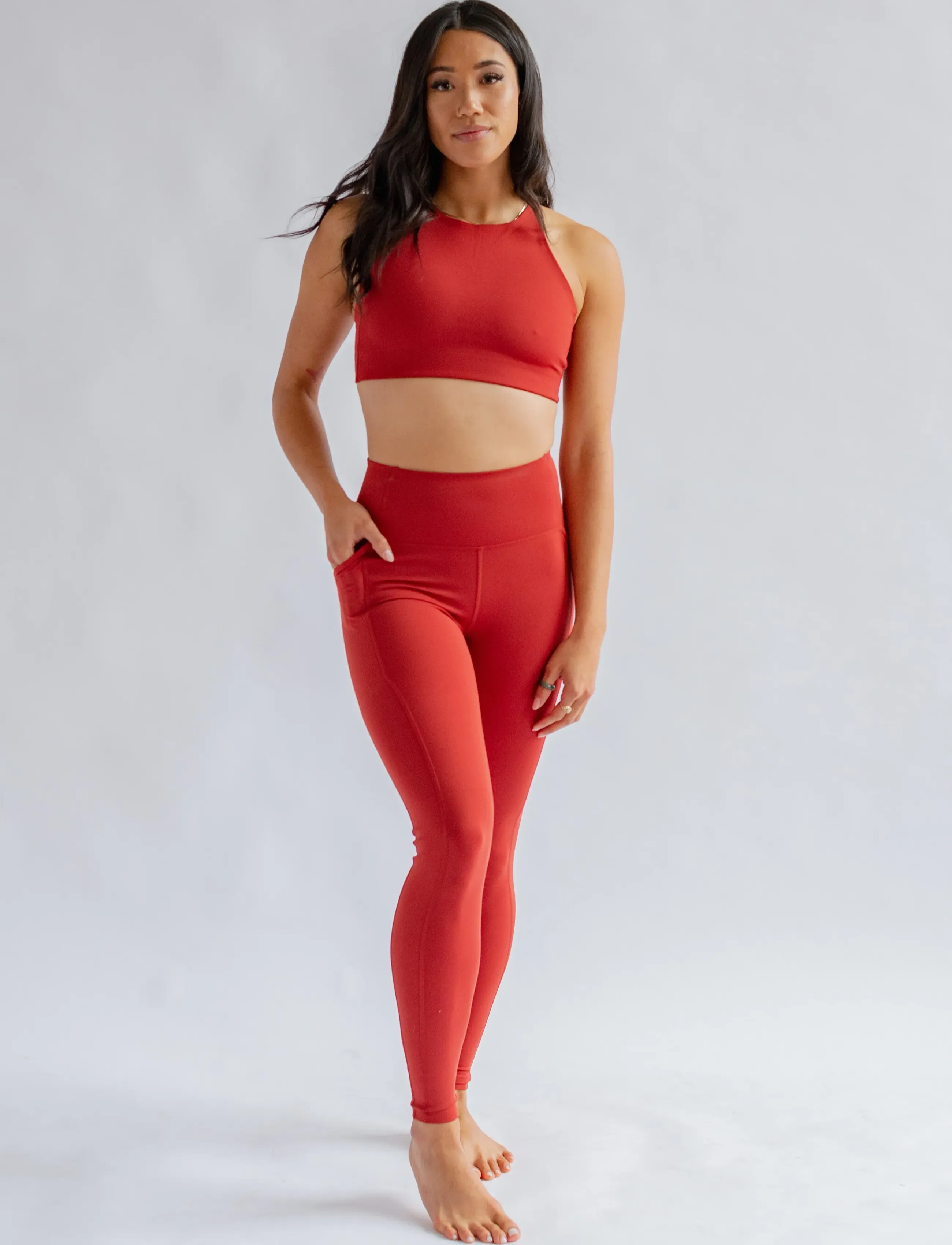 Girlfriend Collective - Pocket High-Rise Legging, Long - fuld længde - ember - 5
