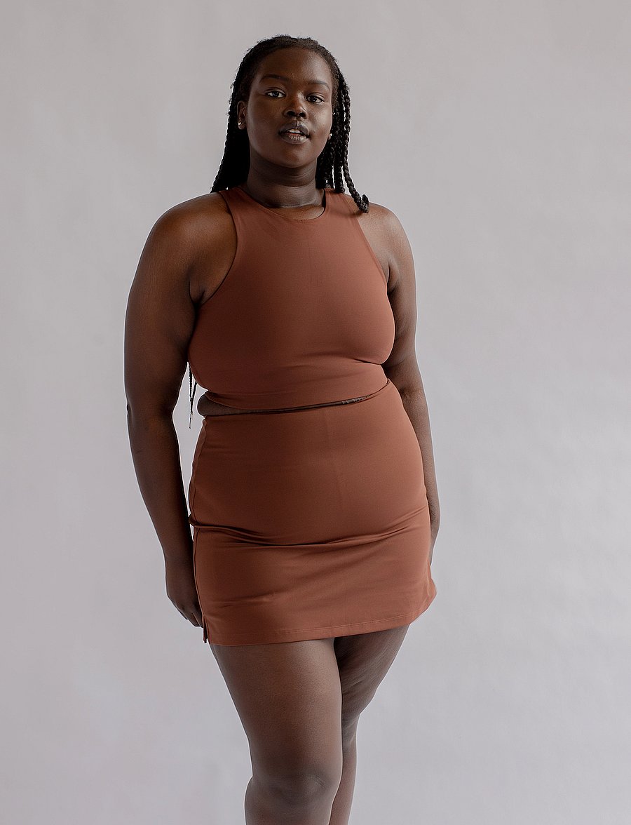 Girlfriend Collective - The Skort, High-Rise - sportiniai sijonai - earth - 5