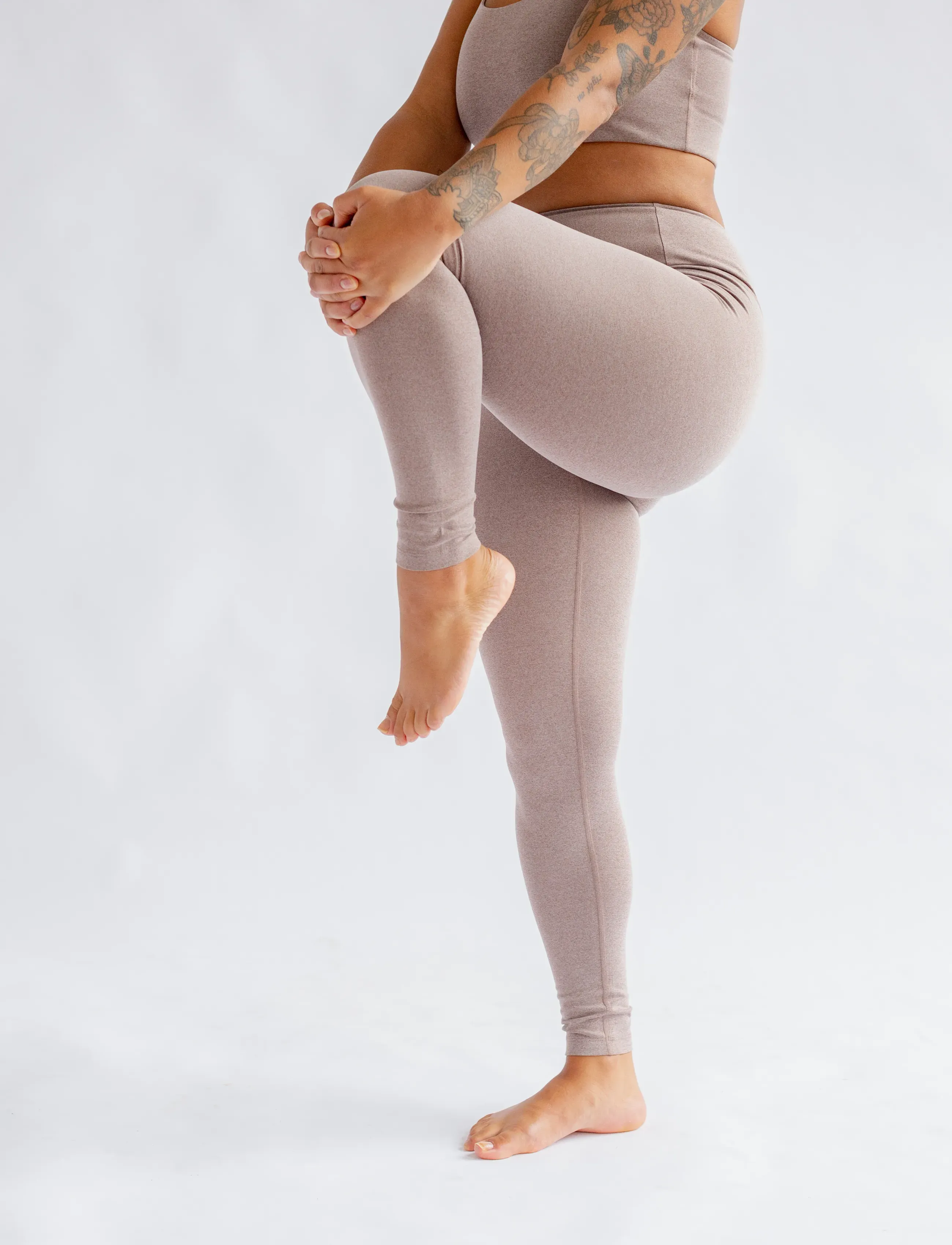 Girlfriend Collective - Float High-Rise Legging, Long - fuld længde - heather cocoon - 5