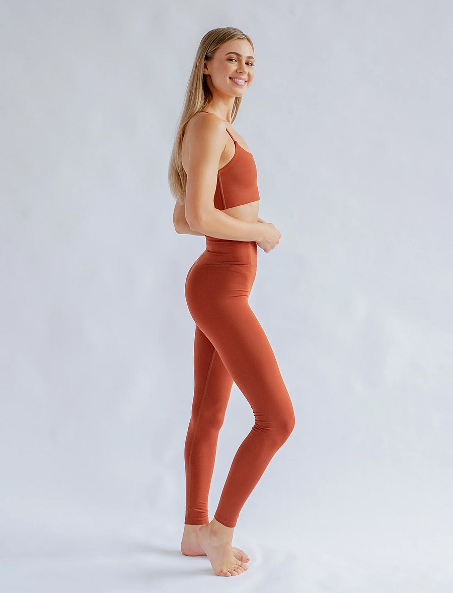 Girlfriend Collective - Float High-Rise Legging, Long - visas ilgis - mahogany - 5