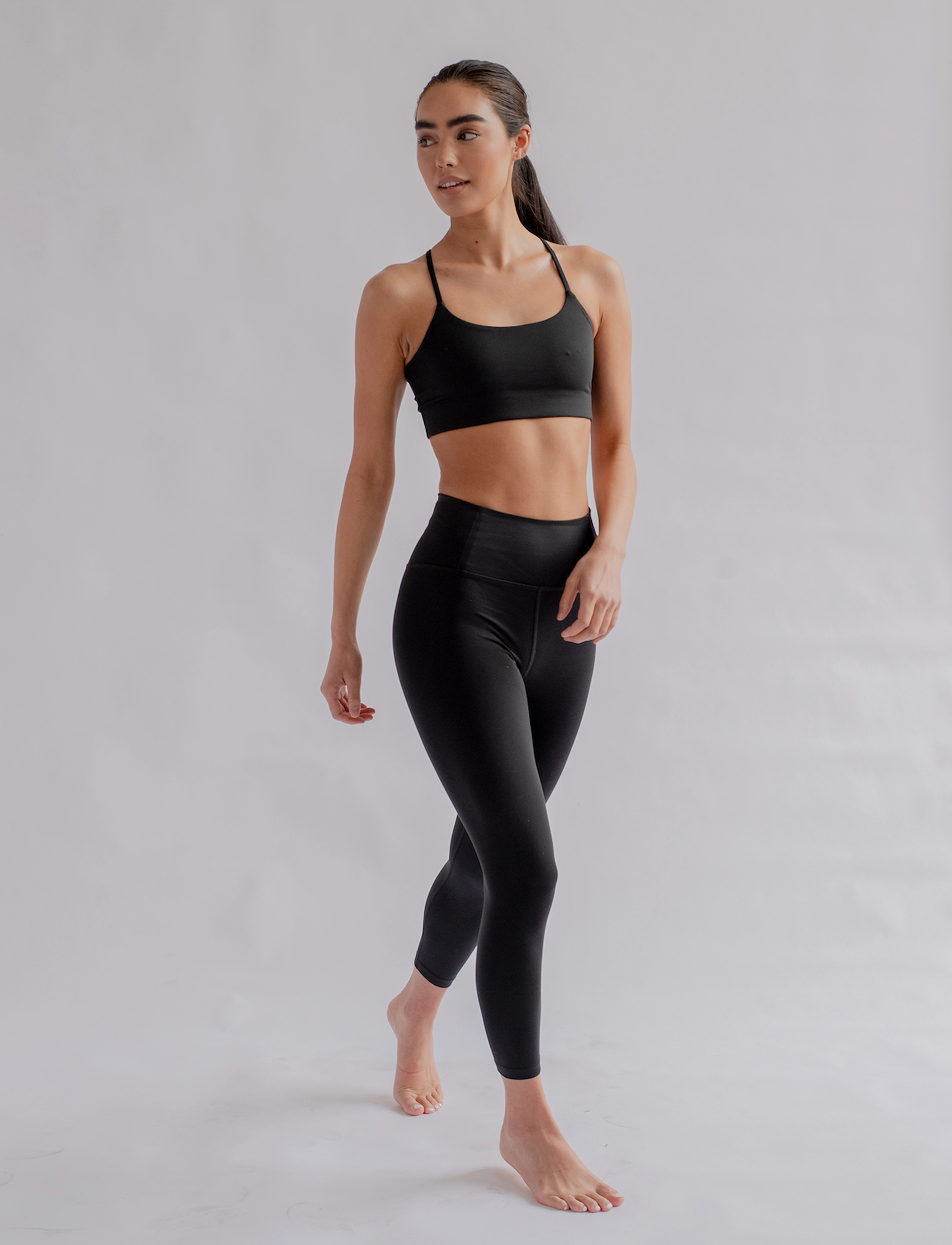 Girlfriend Collective Float High-Rise Legging, 7/8, Kvinder, Højtaljet 7/8 Leggings, Sort, Str: XXL