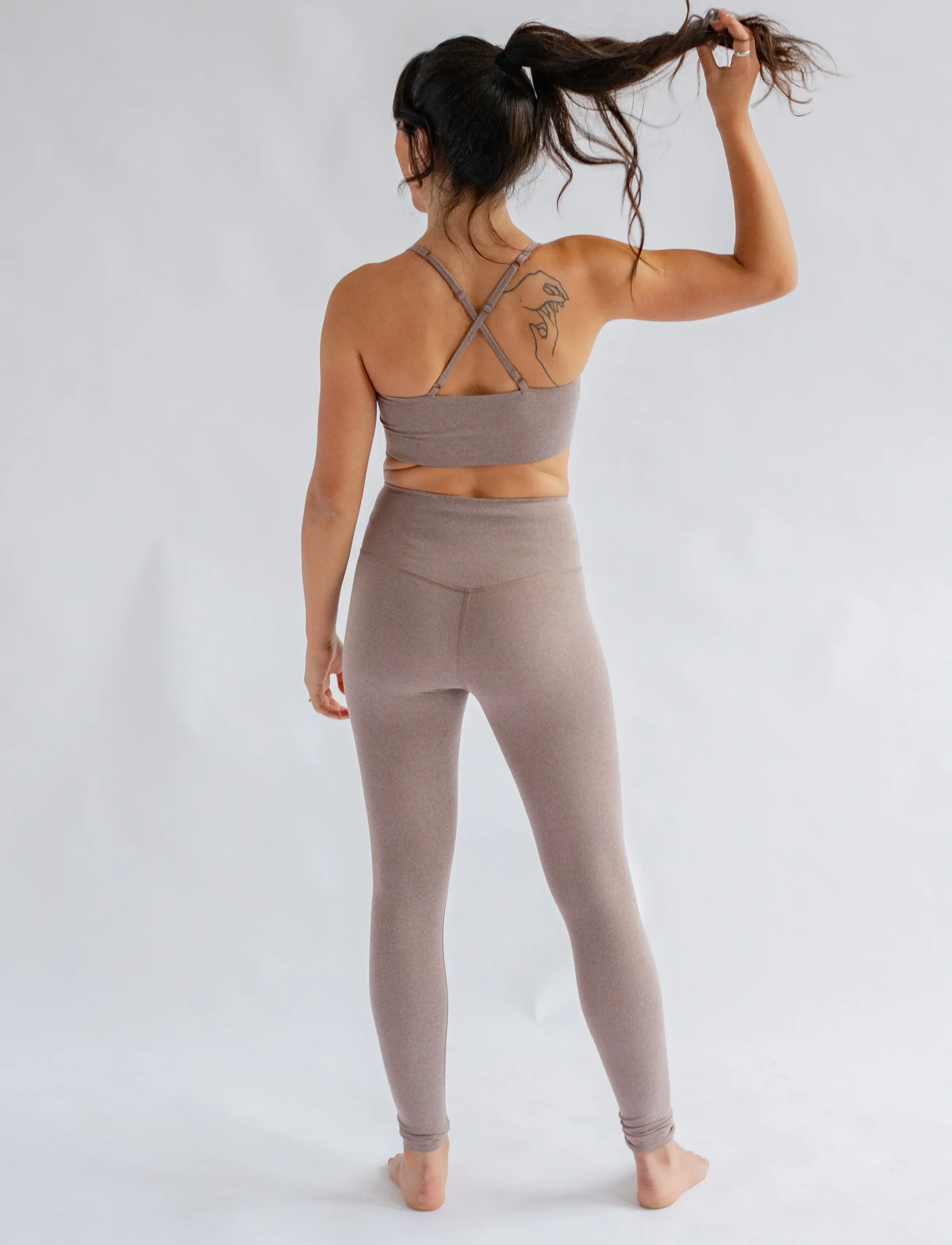 Girlfriend Collective - Float High-Rise Legging, 7/8 - 7/8 længde - heather cocoon - 3