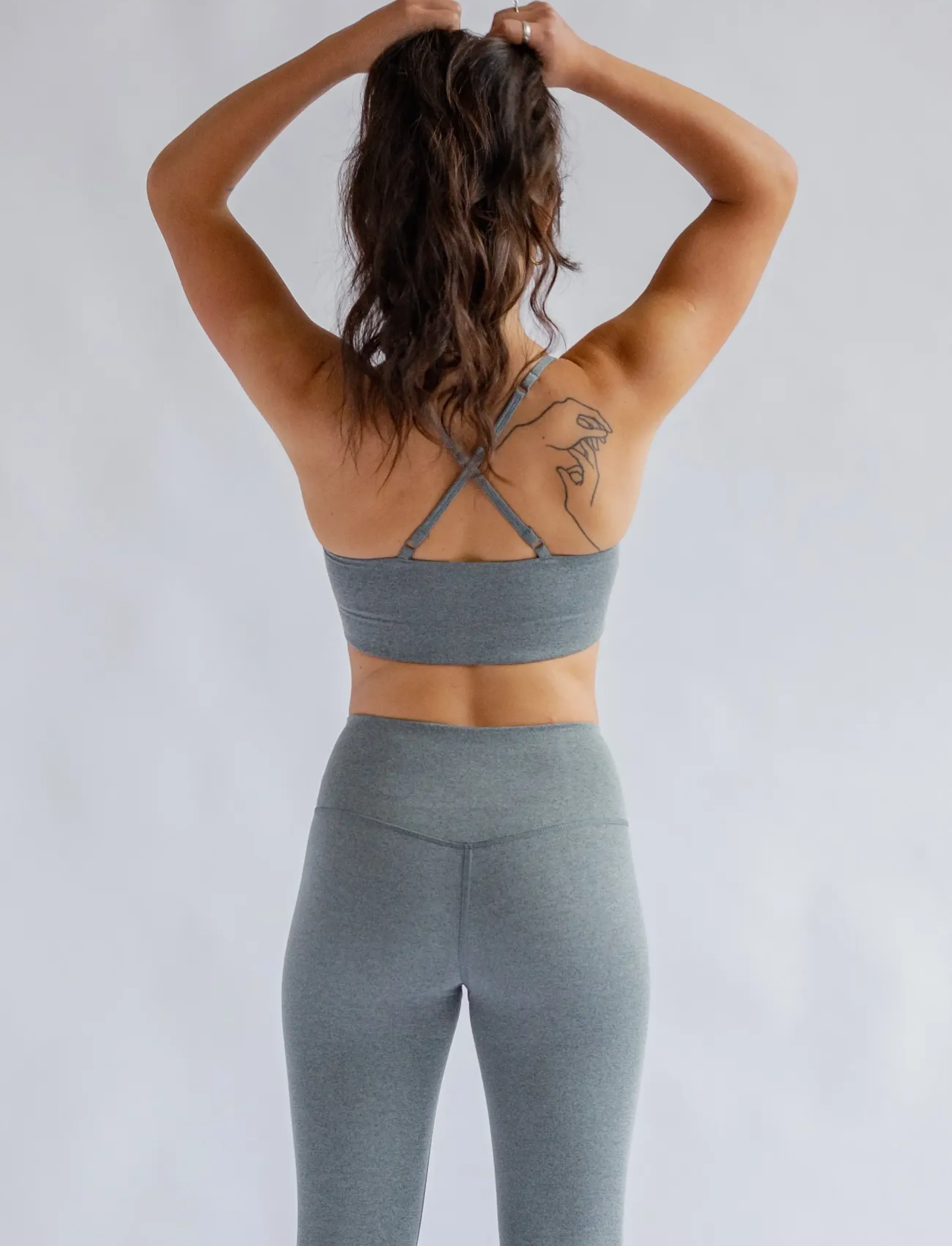 Girlfriend Collective - Float High-Rise Legging, 7/8 - 7/8 længde - heather gravel - 4