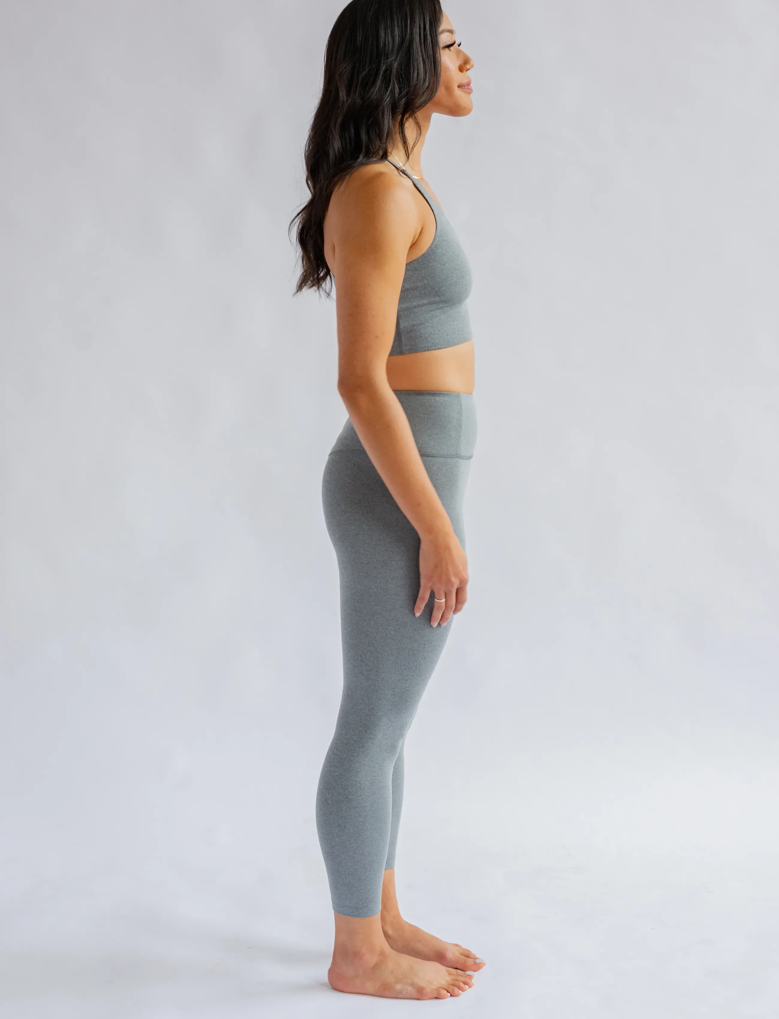 Girlfriend Collective - Float High-Rise Legging, 7/8 - 7/8 længde - heather gravel - 5