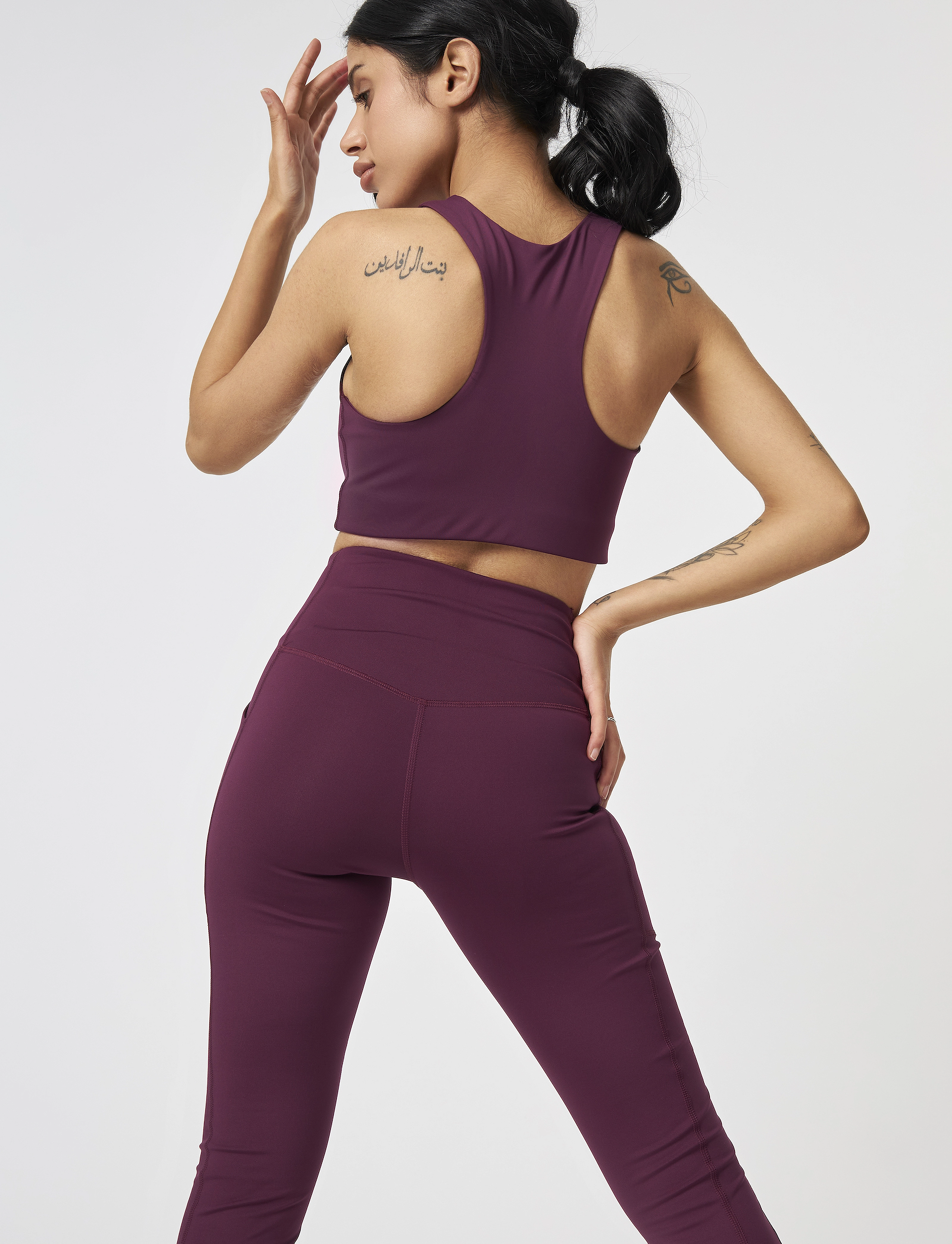 Girlfriend Collective - Pocket High-Rise Legging, 7/8 - 7/8 länge - plum - 5