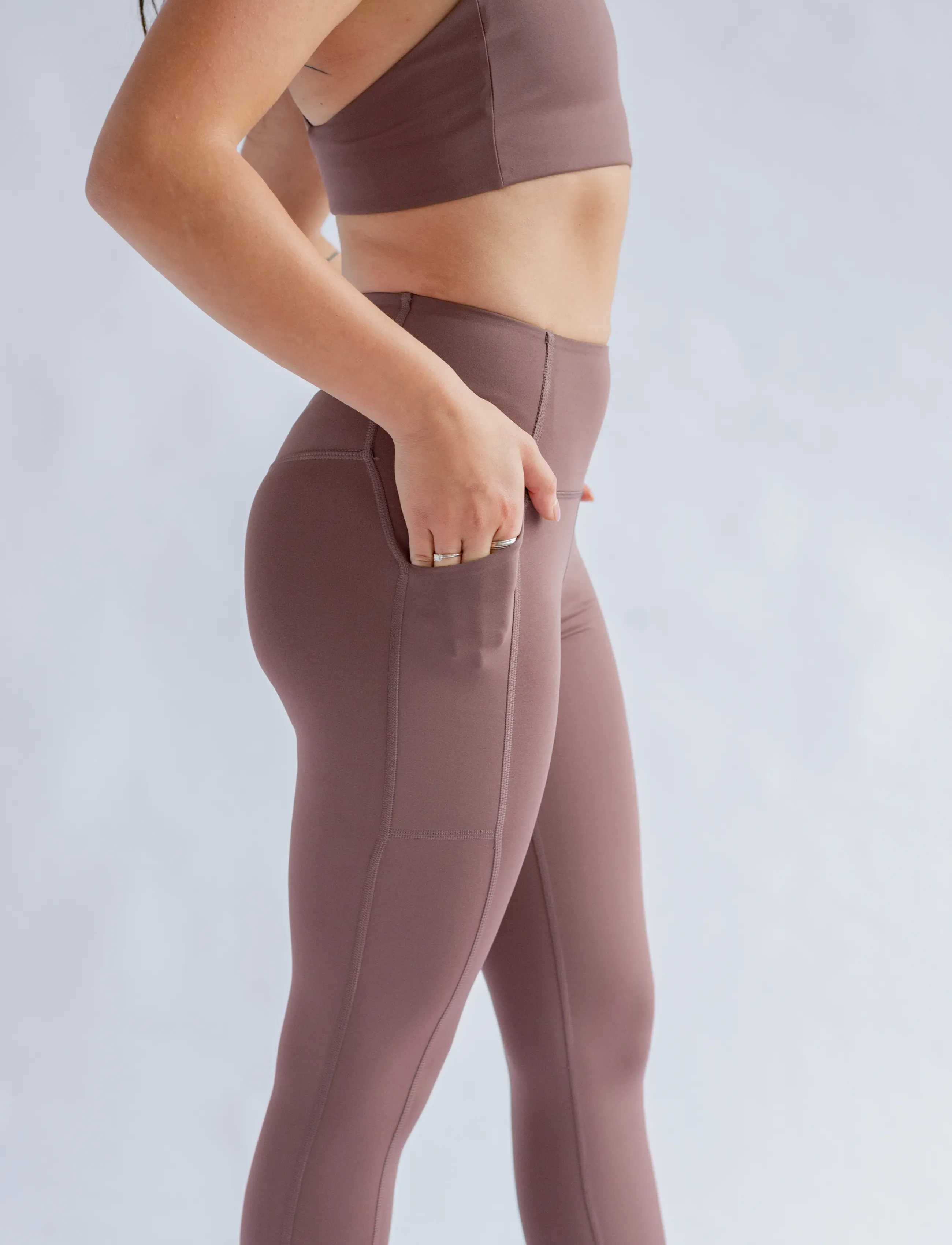Girlfriend Collective - Pocket High-Rise Legging, 7/8 - 7/8 længde - storm - 5