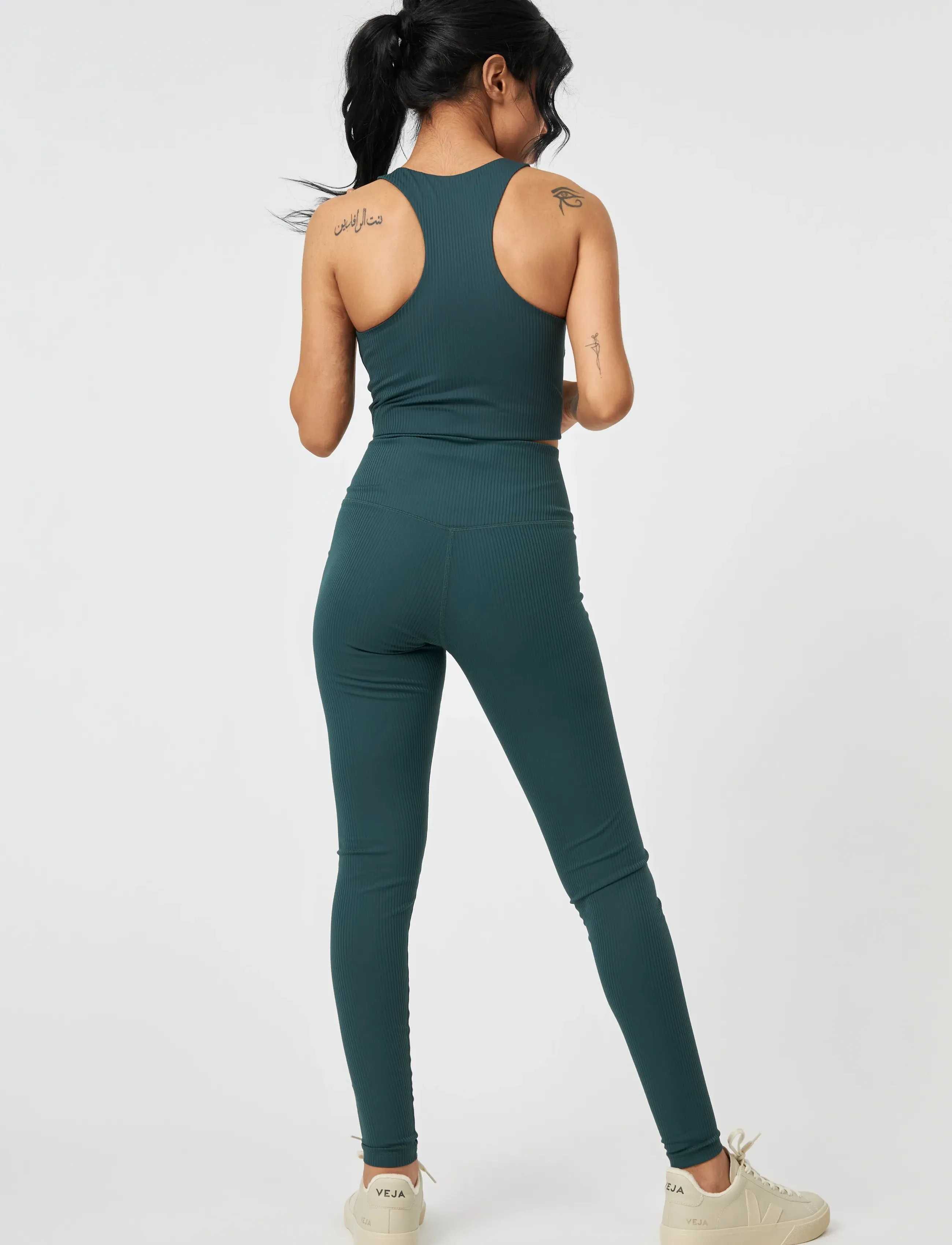 Girlfriend Collective - Rib High-Rise Legging, Long - fuld længde - moss - 3